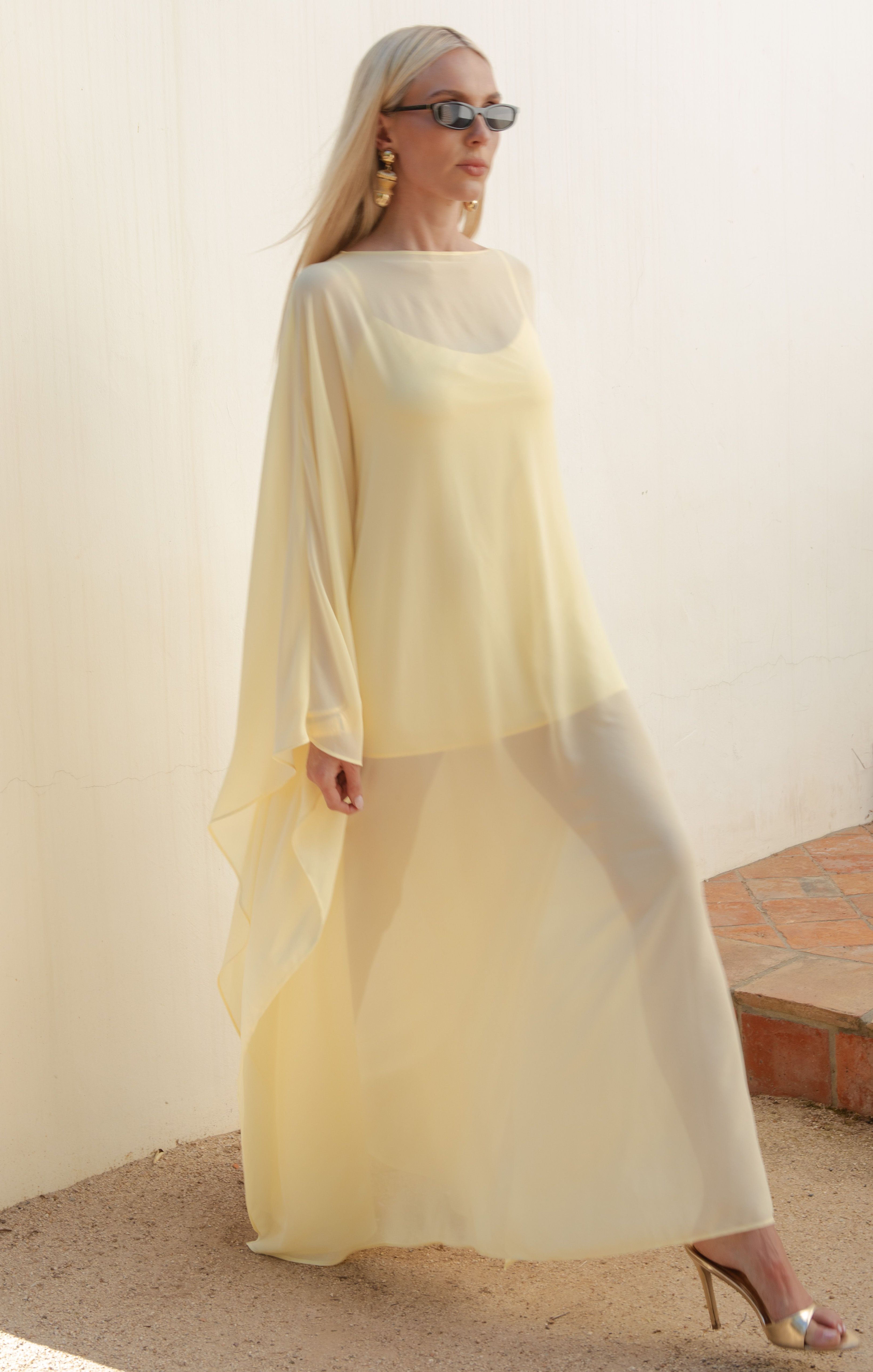 Olsen Maxi Dress ~ Pale Yellow Chiffon 1
