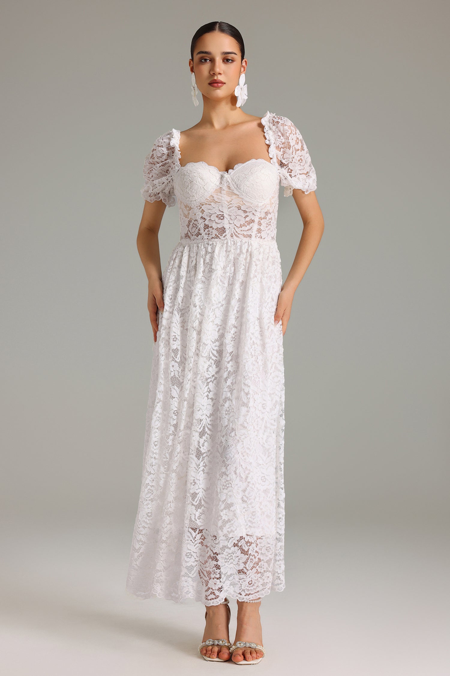 Ohney Puff Sleeves Lace Maxi Dress