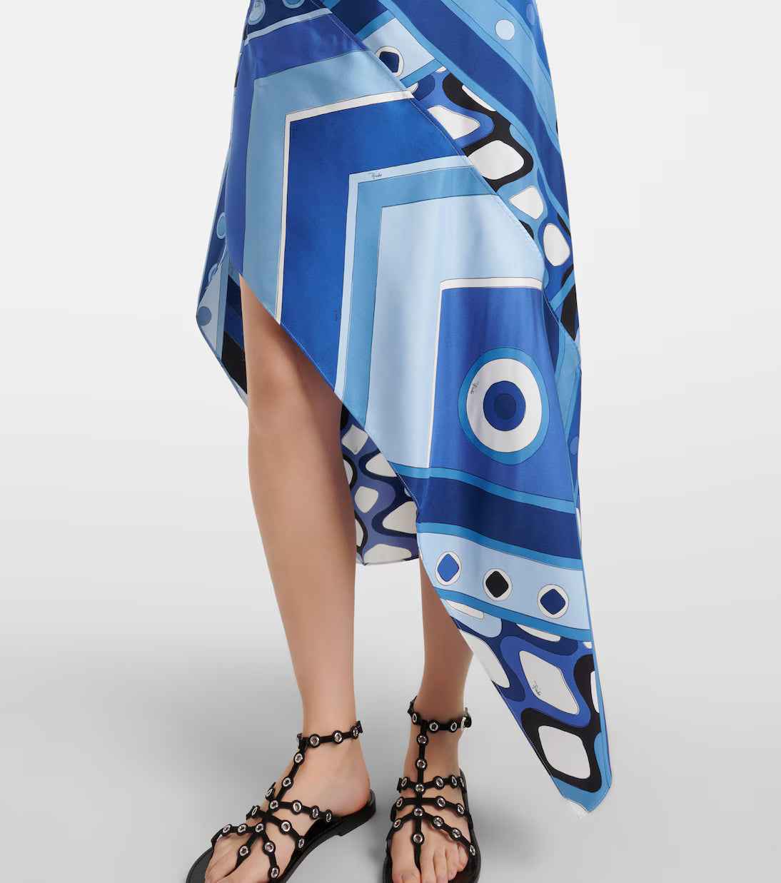 Vivara asymmetric silk satin midi dress