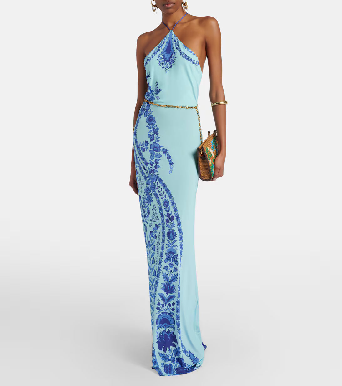 Printed halterneck maxi dress
