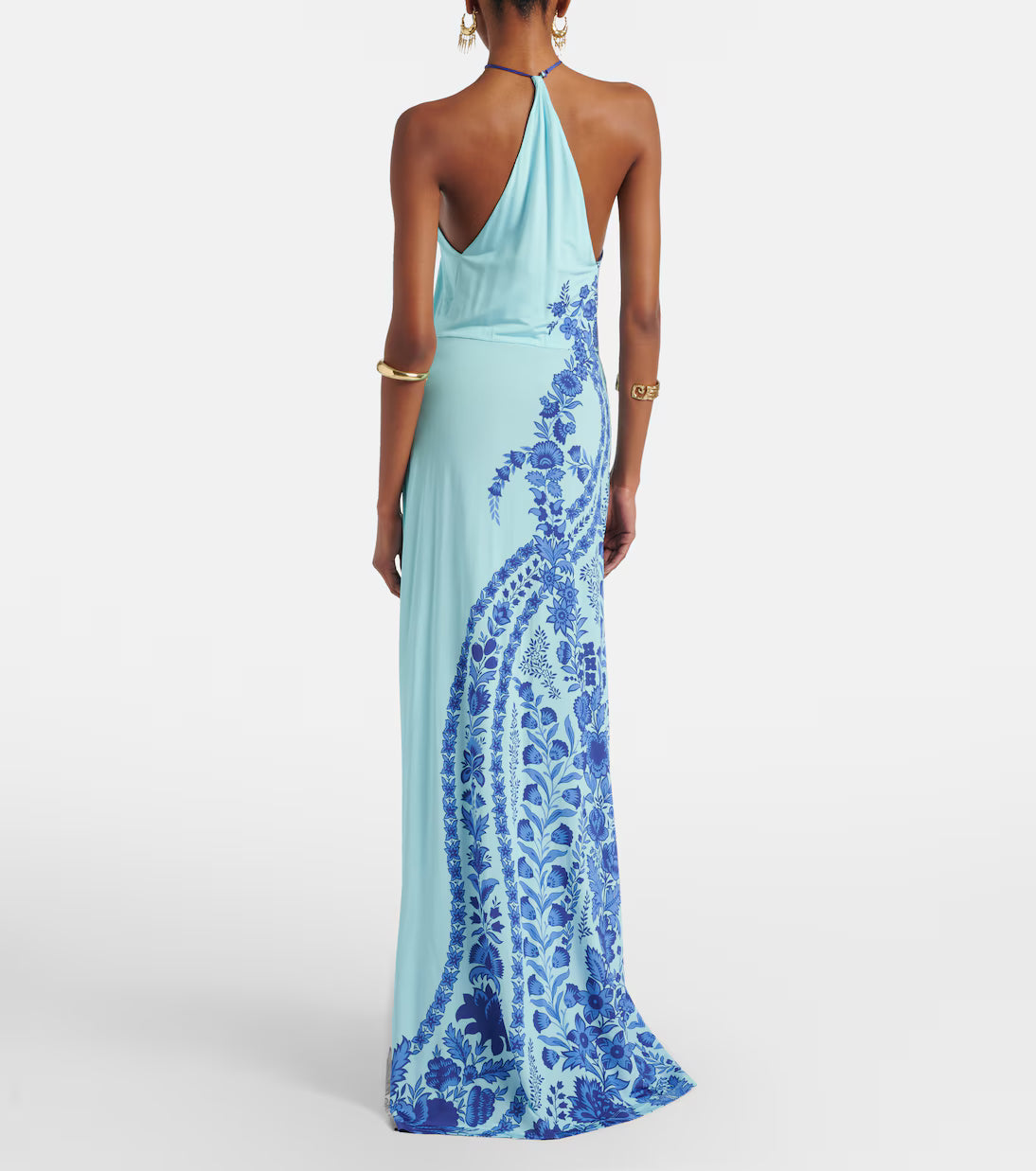 Printed halterneck maxi dress