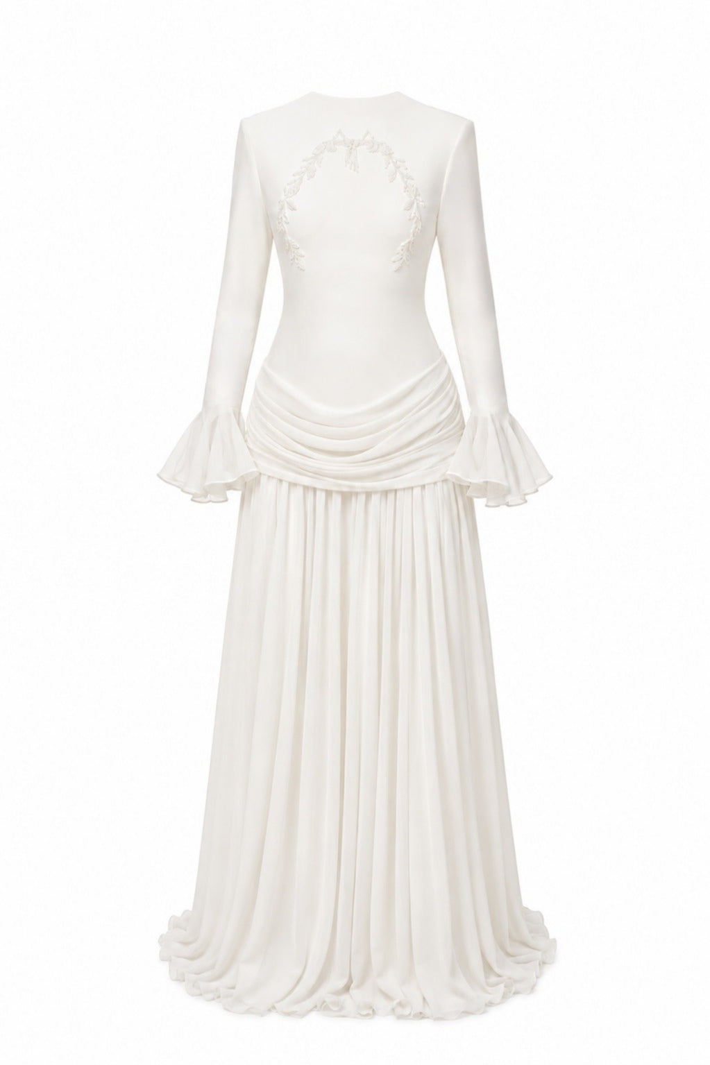 Amara Laurel Motif Draped Waist Maxi Dress