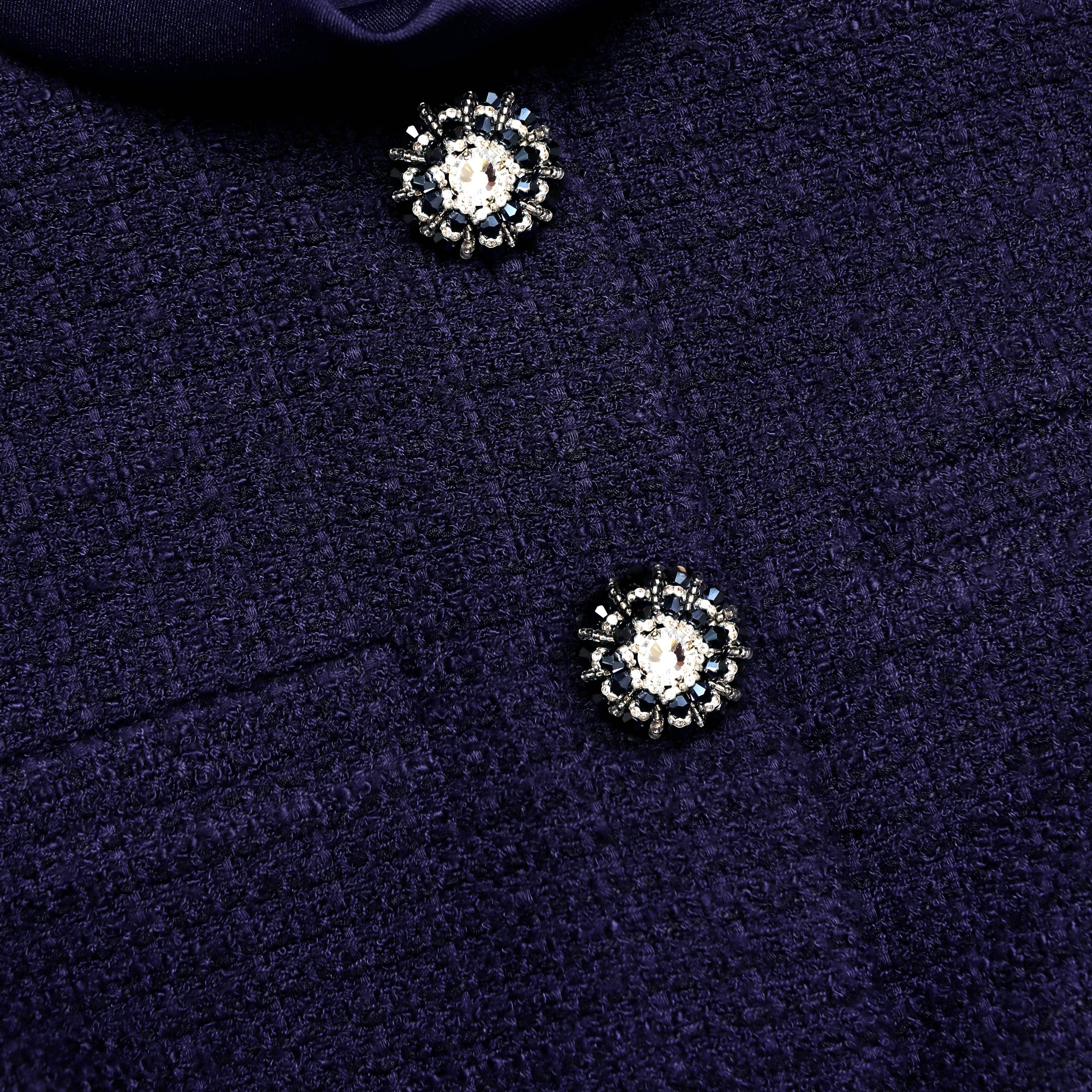 Navy Boucle Taffeta Midi Dress 5