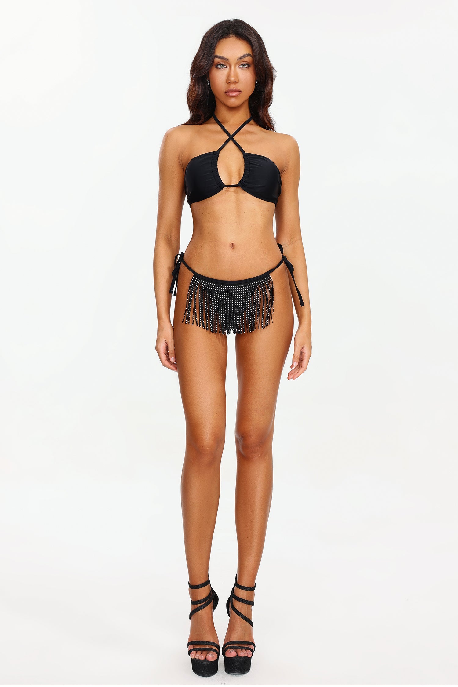 Sarly Halter Diamante Fringe Bikini	