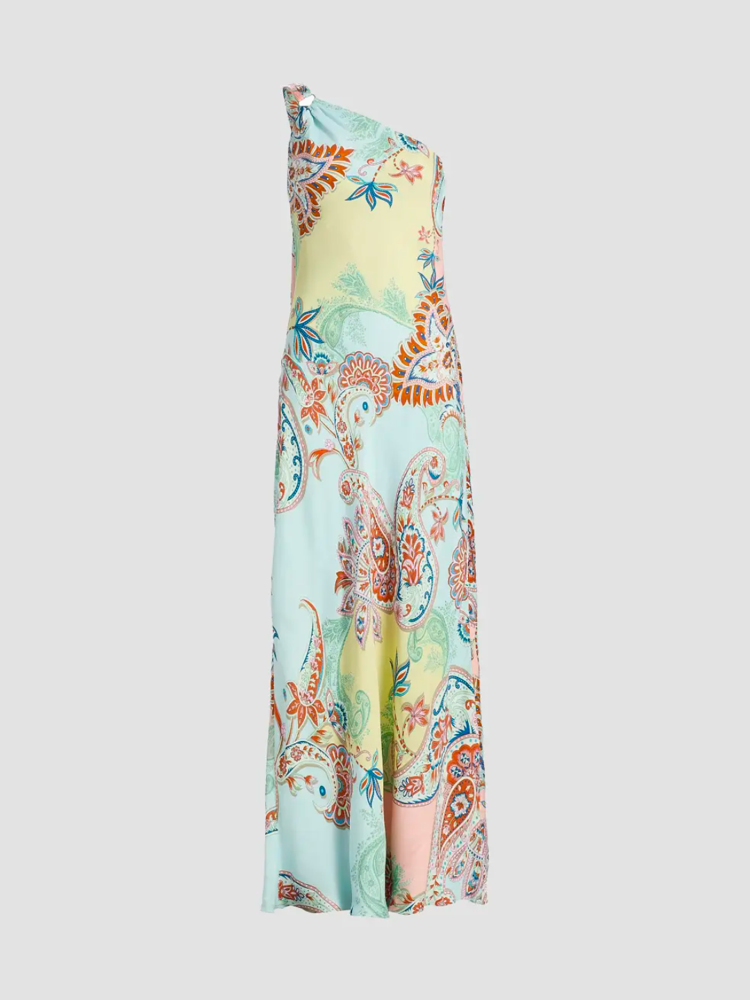 Hemant & Nandita One-Shoulder Sash Paisley Maxi Dress