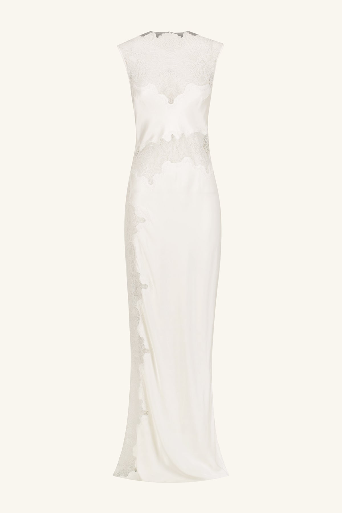 STRATUS SHEER LACE HIGH NECK MAXI DRESS IVORY