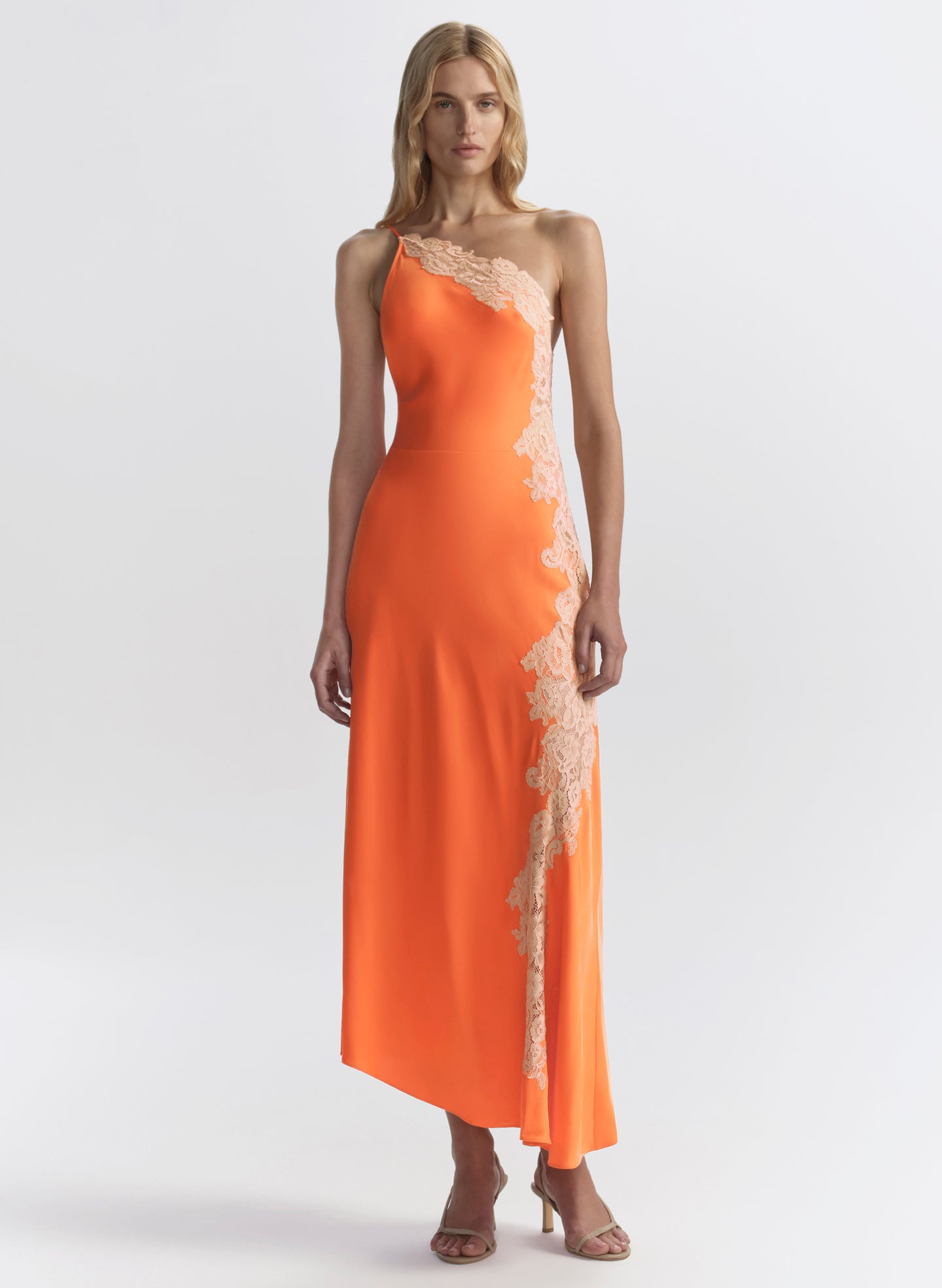 Lou Satin & Lace Midi Dress