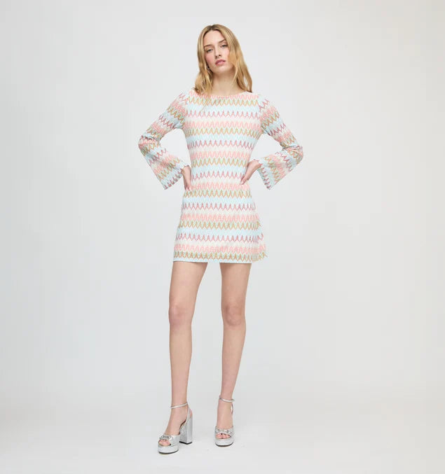 The Nathalie Dress - White Multi Smooth Shimmer Knit