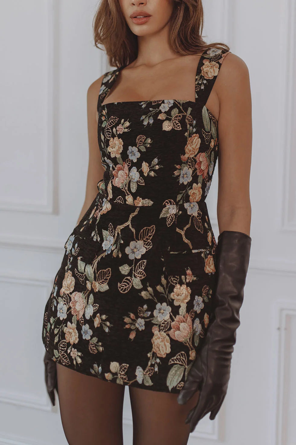 BETHANY HOURGLASS ROMPER DRESS - BLACK/GOLD