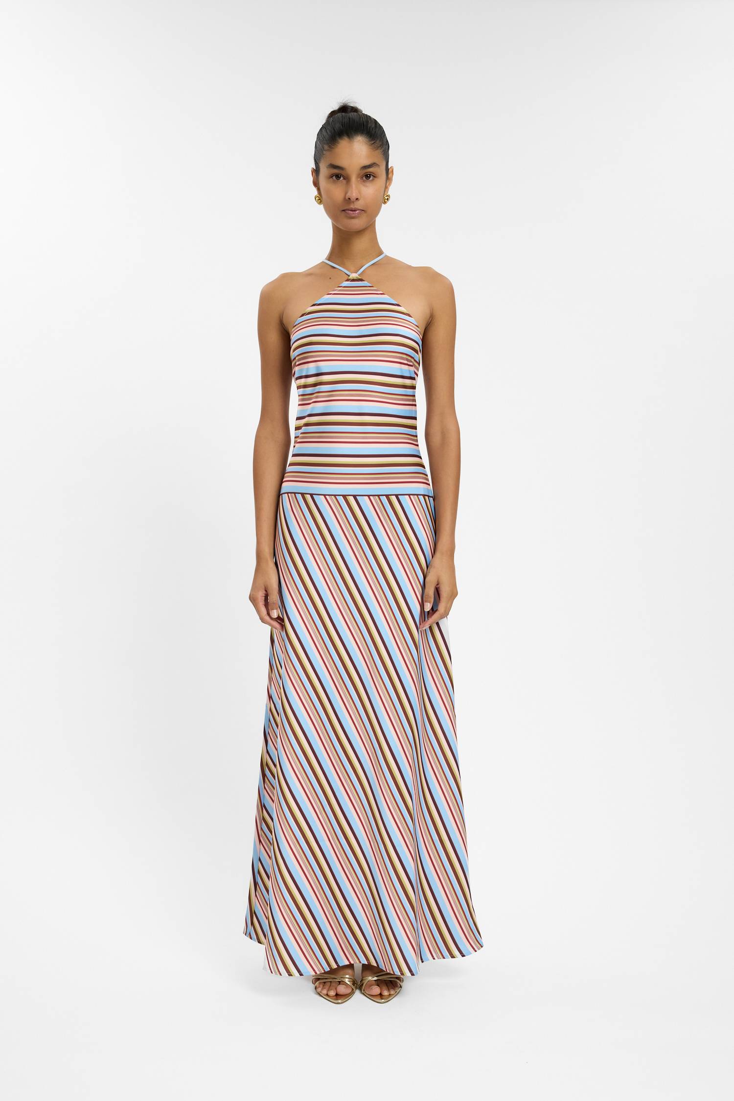Halter Maxi Dress | Vintage Stripe 1