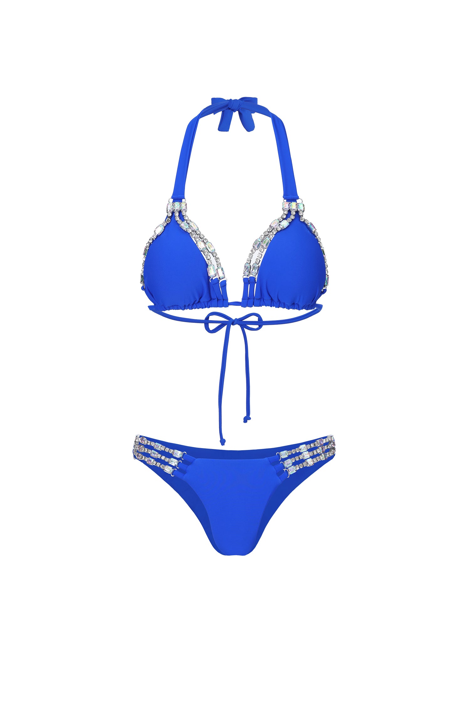 Taye Halter Sleeveless Lacing Diamond Bikini	