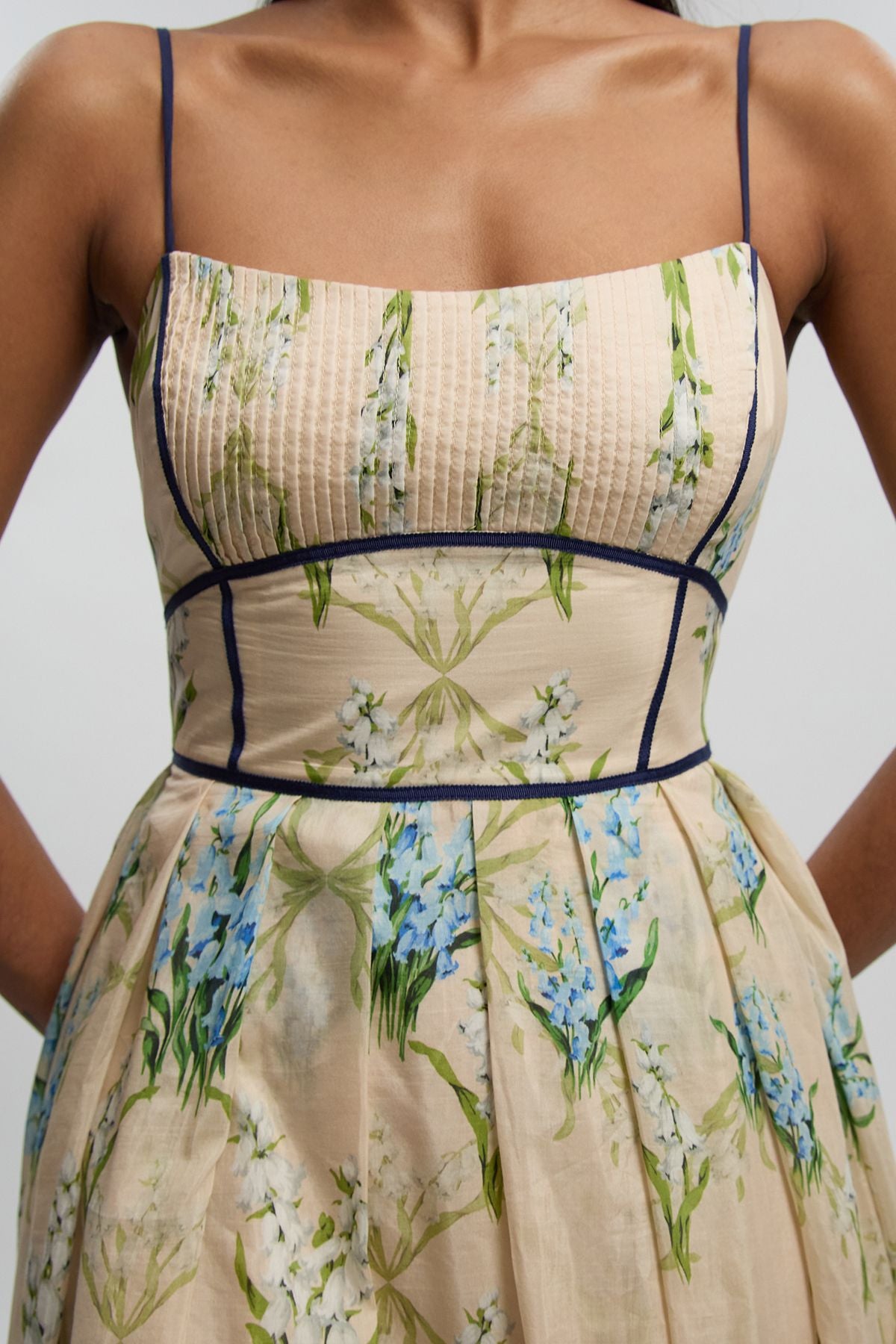 Silk Cotton Floral Strappy Woven Maxi Dress