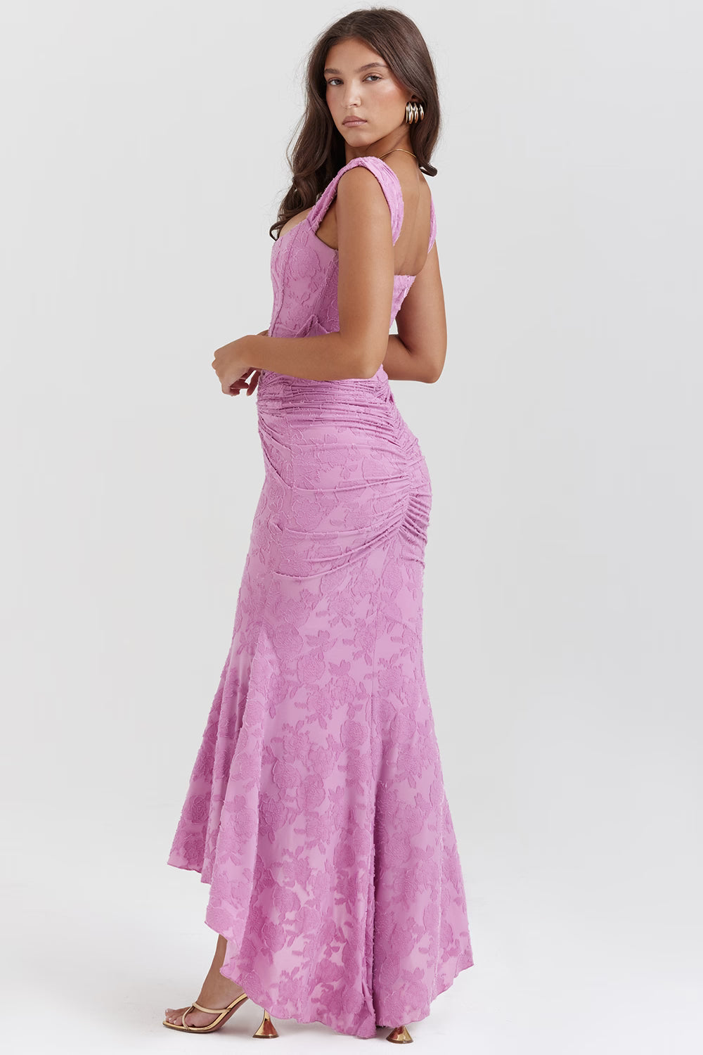 rose pink floral maxi dress