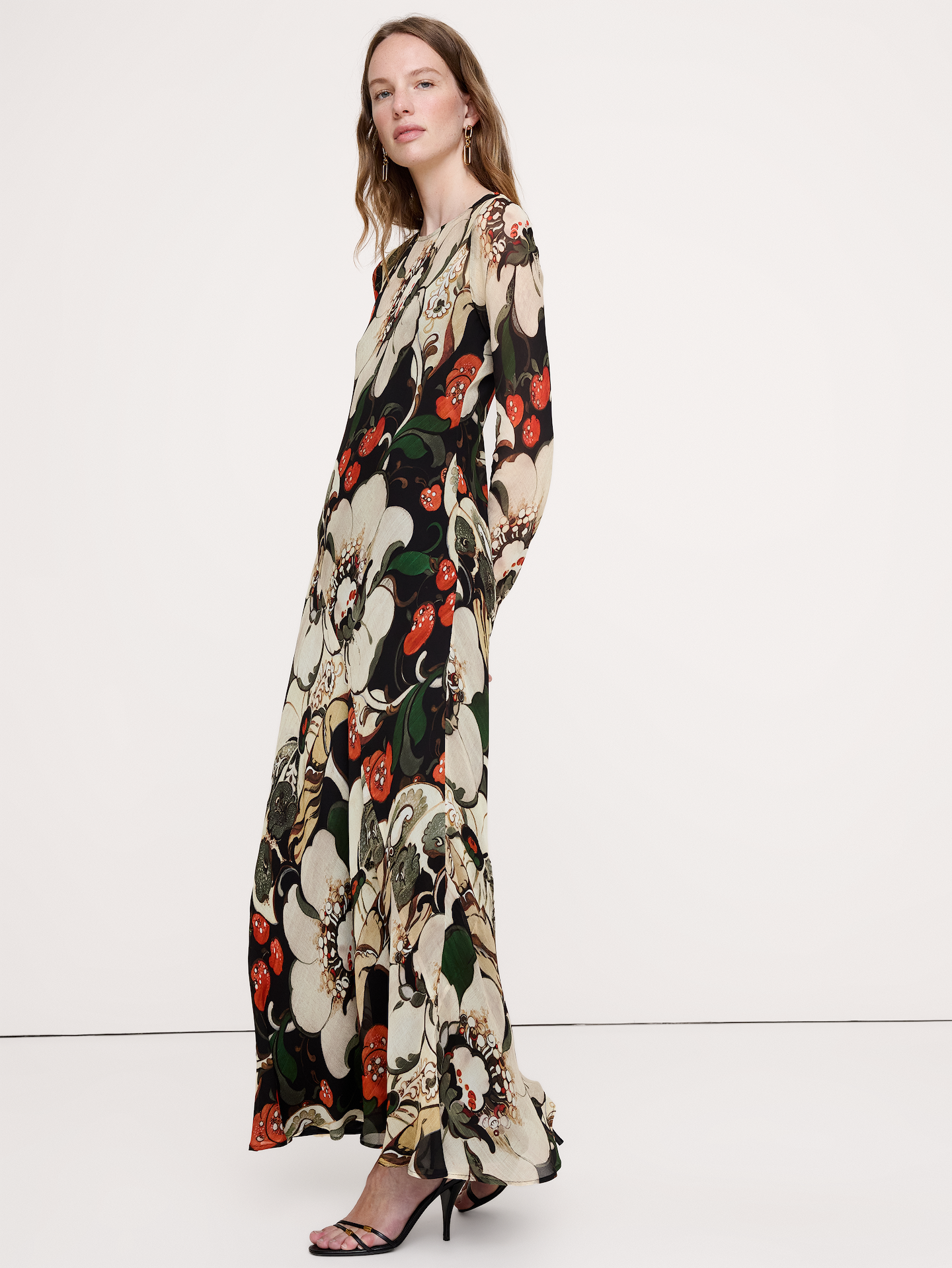 Bias-Cut Chiffon Maxi Dress