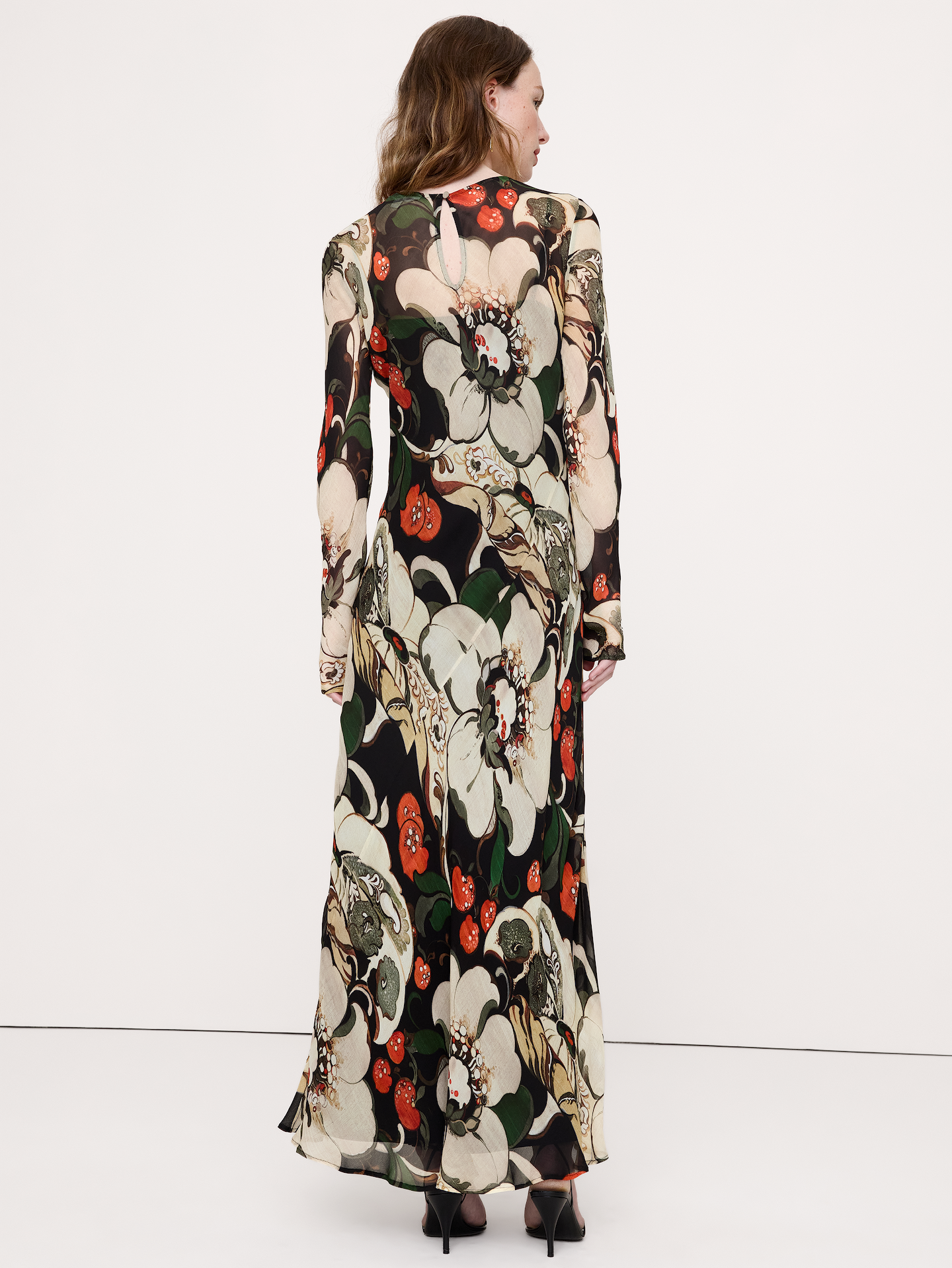 Bias-Cut Chiffon Maxi Dress