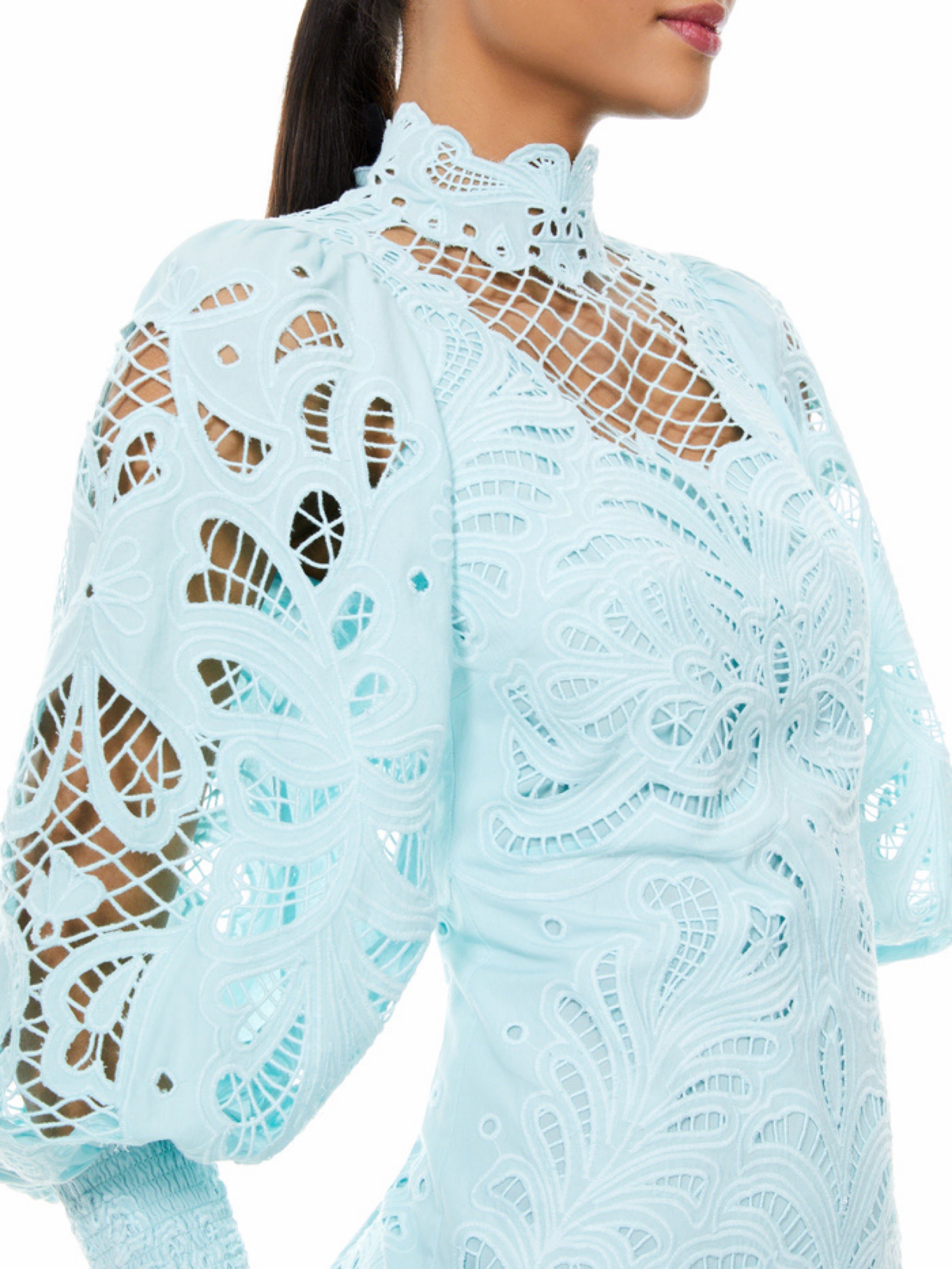 Alice and Olivia Light Blue Lace Mini Dress