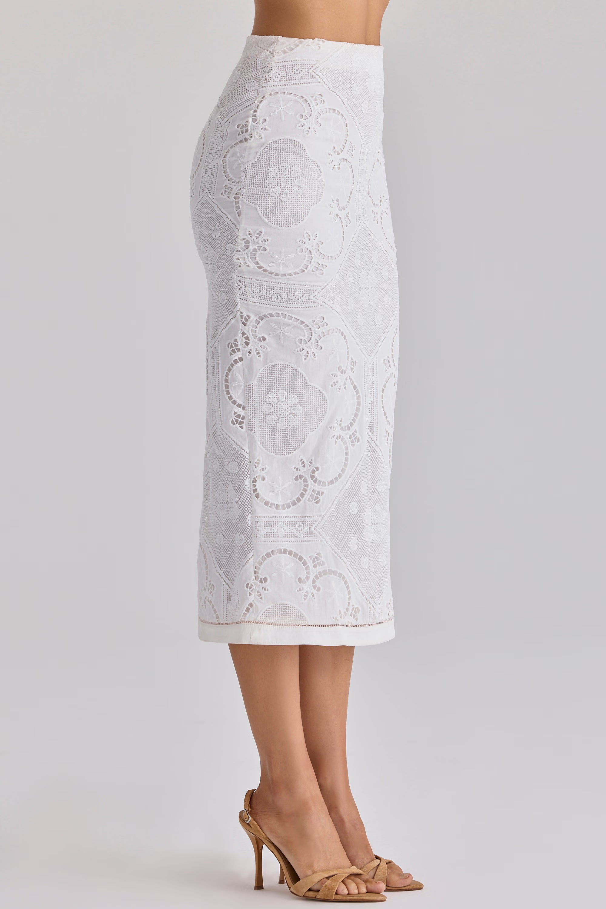 Cecilia White Cotton Placement Lace Broderie Anglaise Two‑Piece Outfit