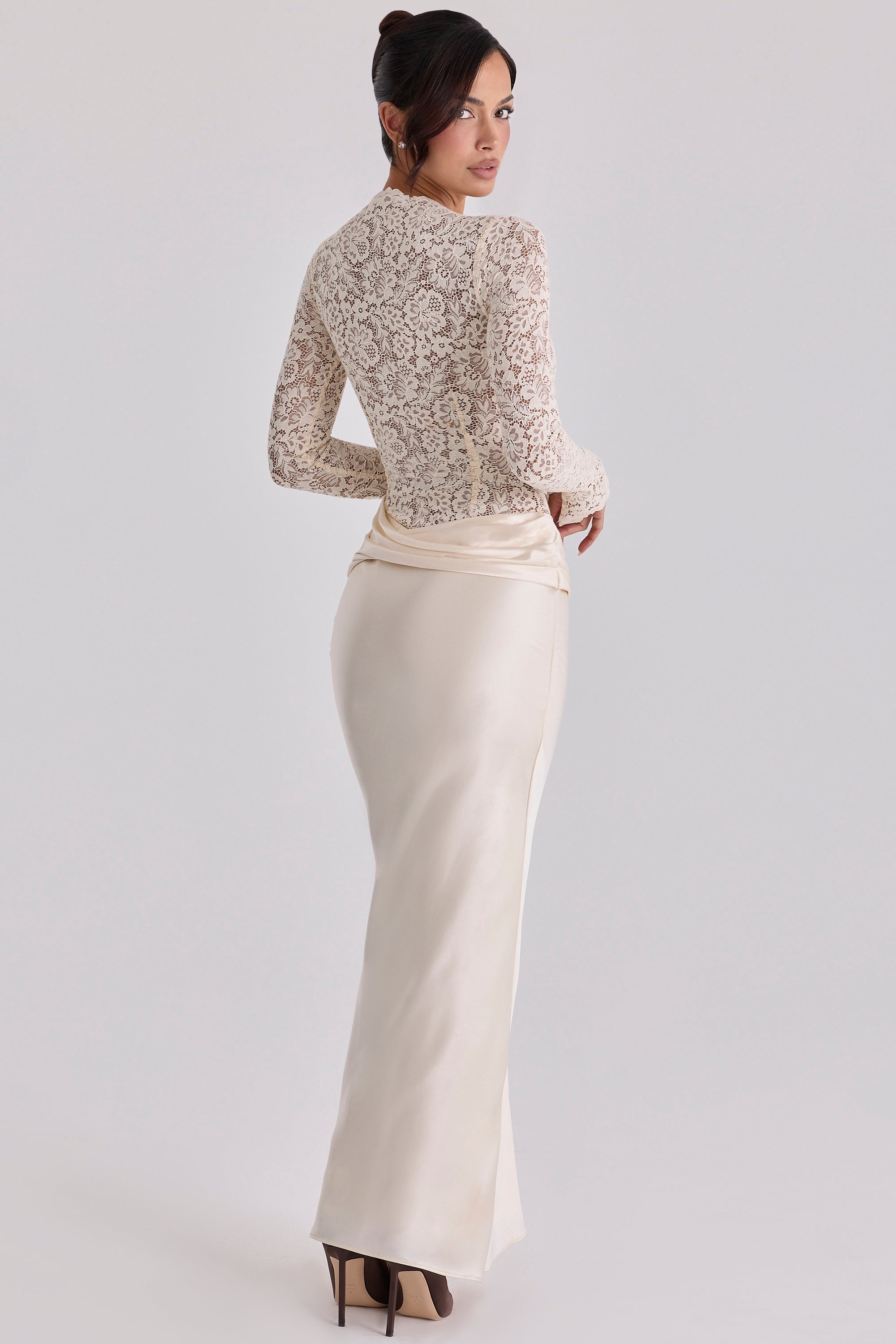 Beau Vintage Ivory Satin Two-Piece Set