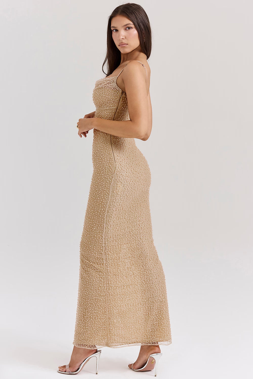 Calla Seapearl Embellished Maxi Dress