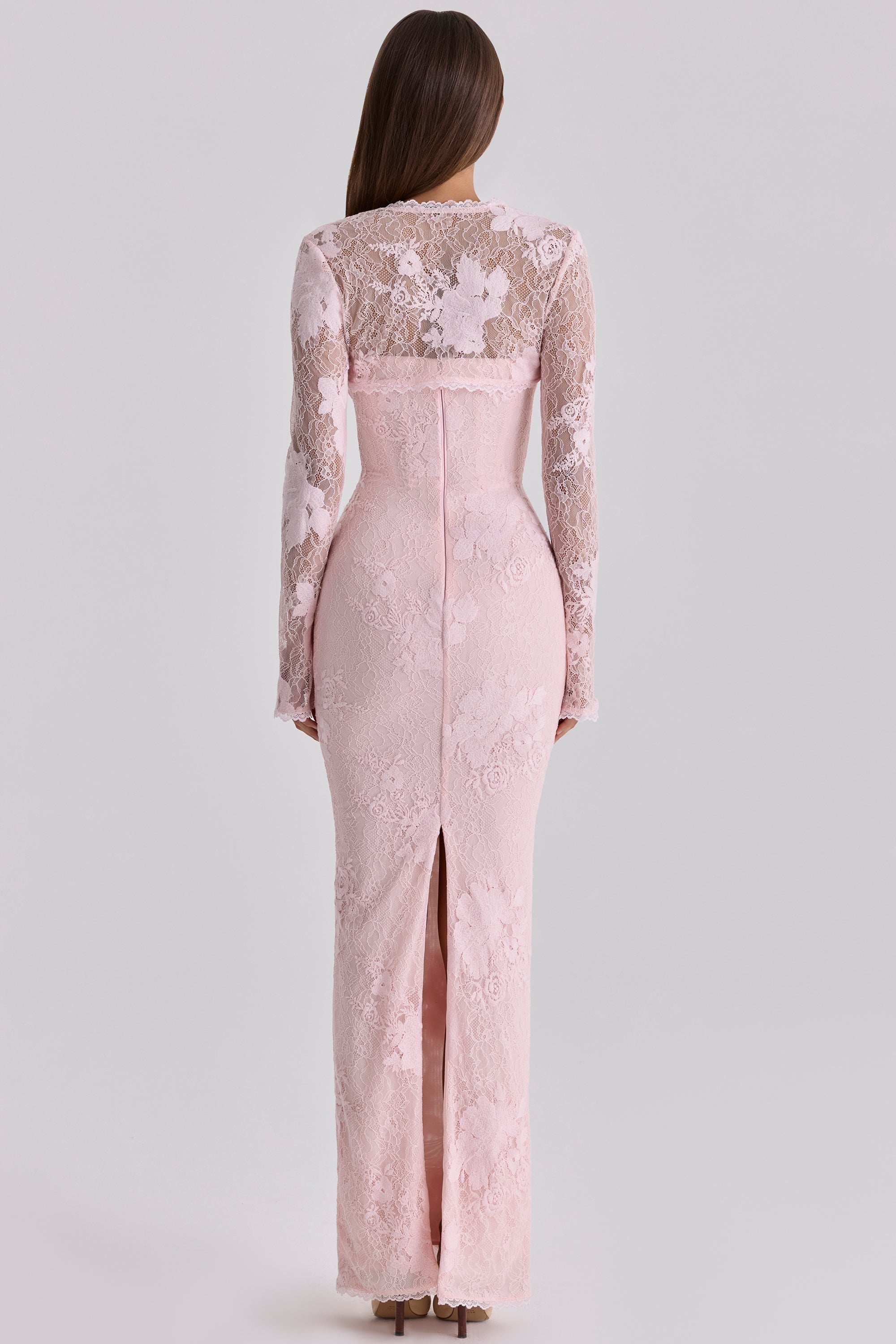 Lucienne Pink Lace Maxi Dress