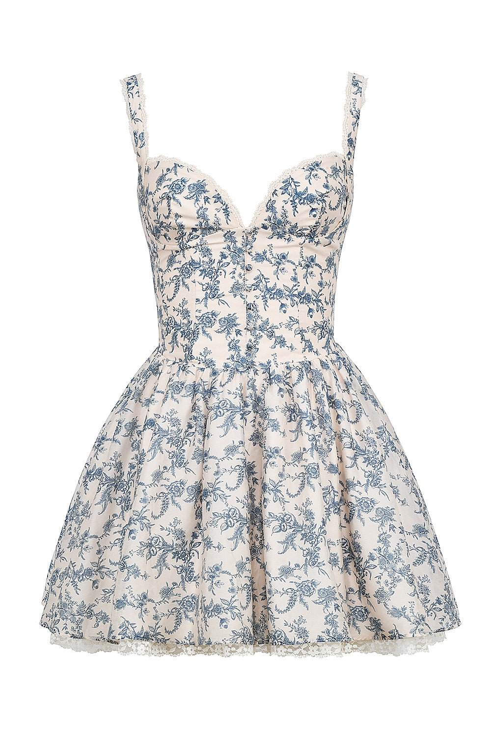 Brigitte English Porcelain Print Corset Mini Dress