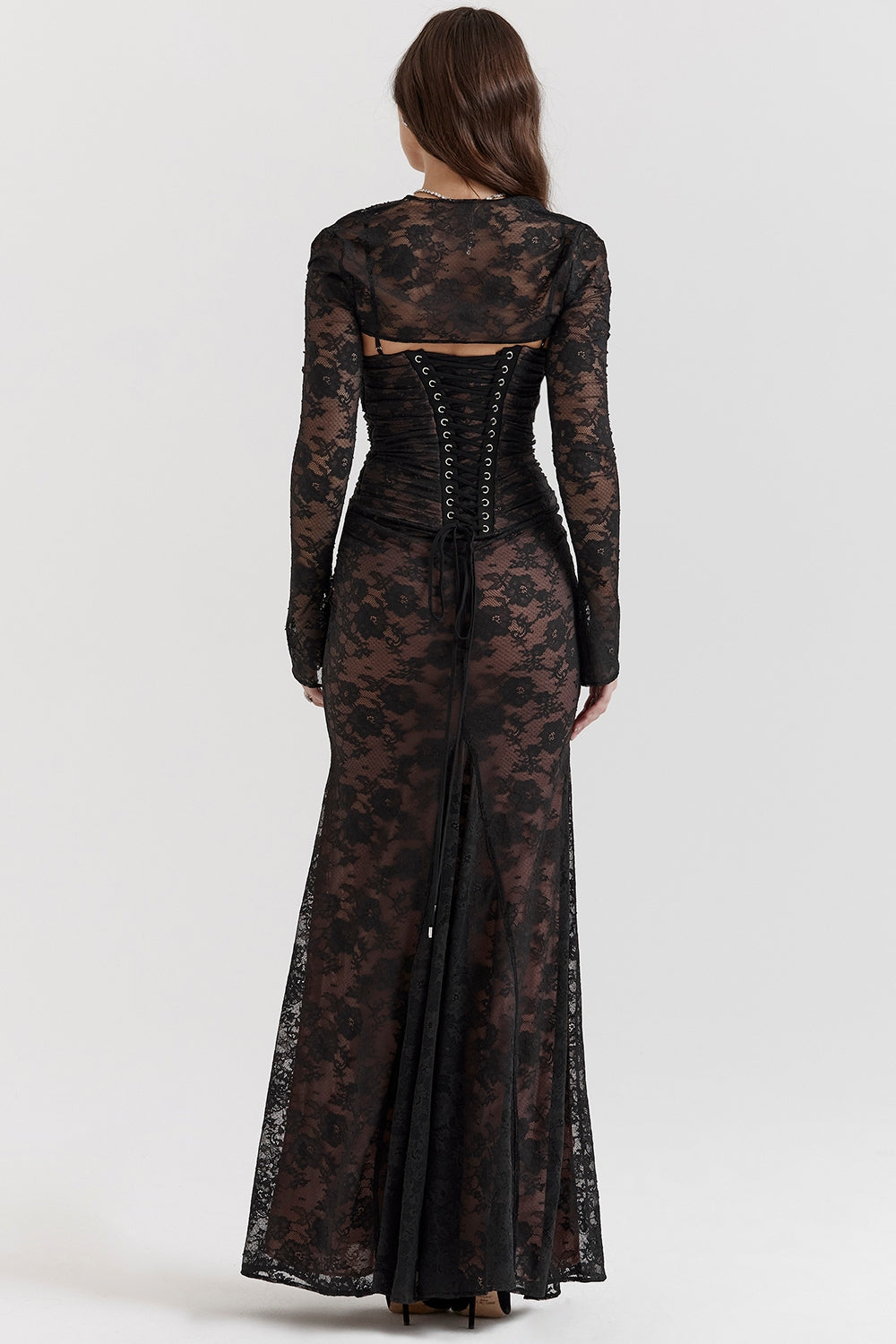 Artemis Black Lace Maxi Dress