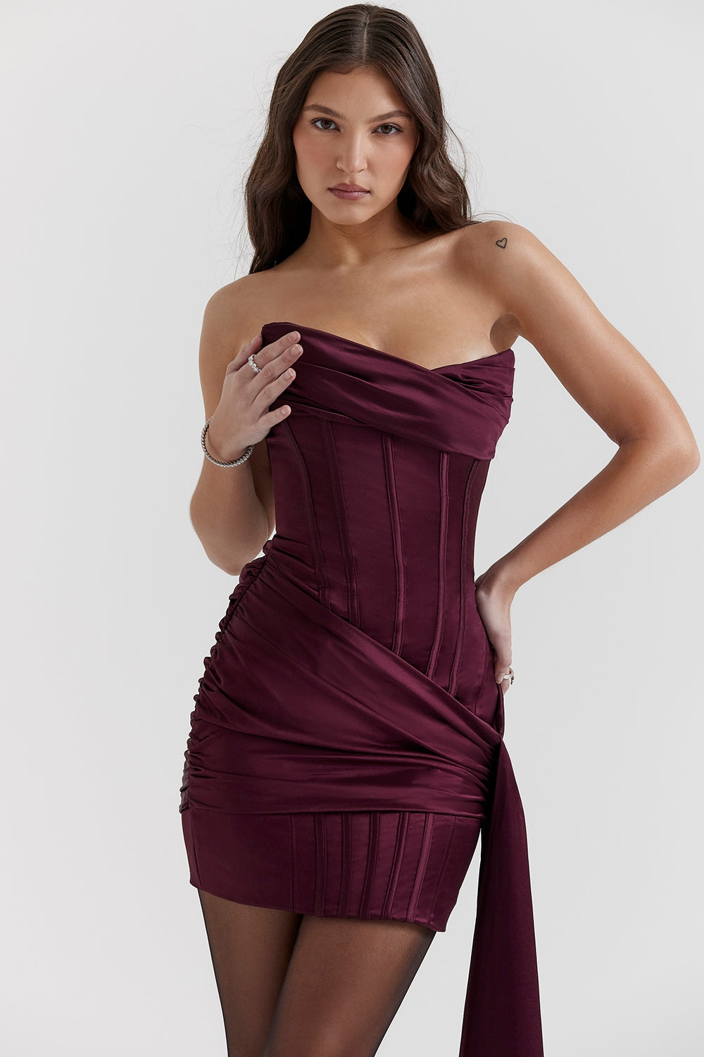 Loubella Mulberry Strapless Corset Dress
