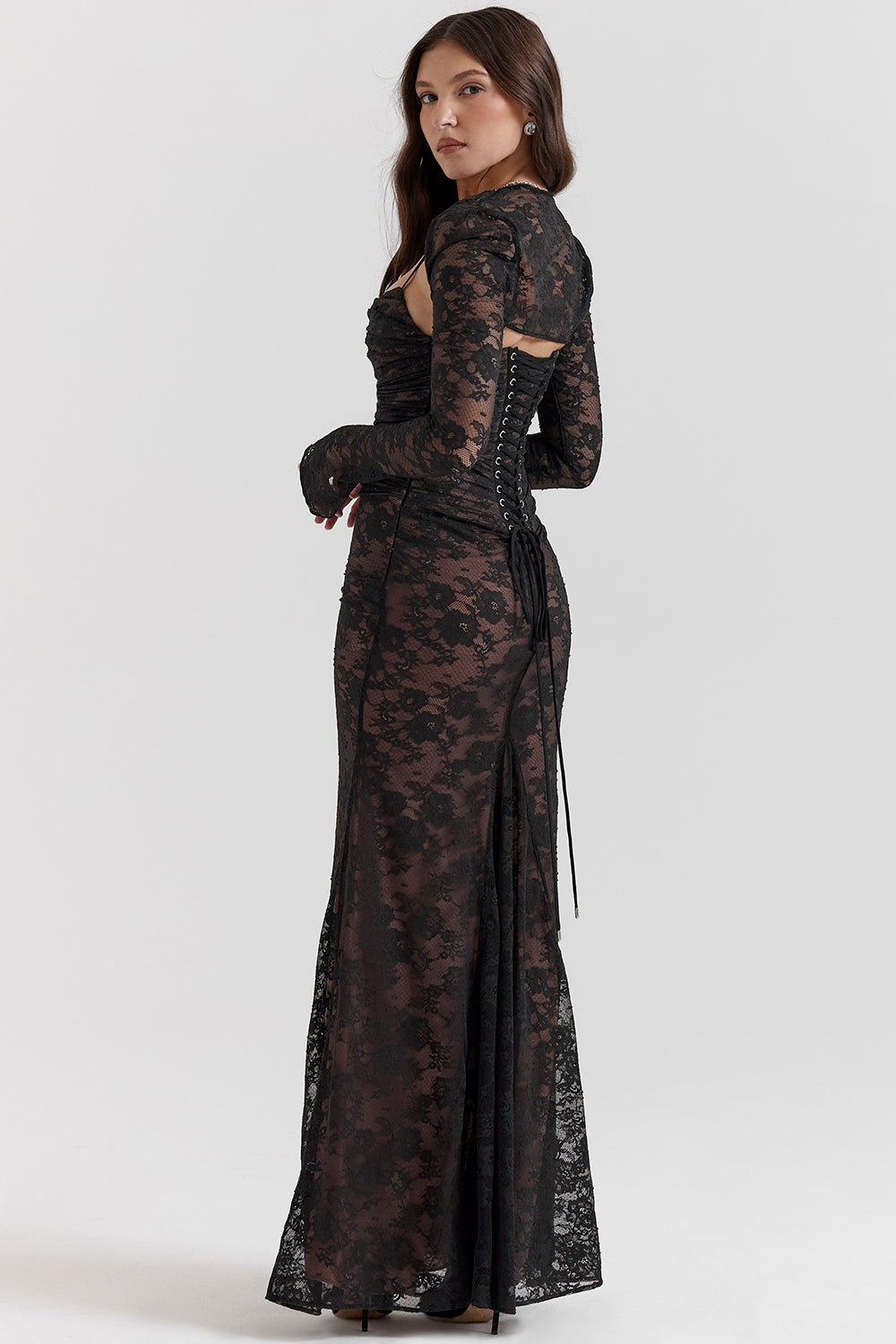Artemis Black Lace Maxi Dress