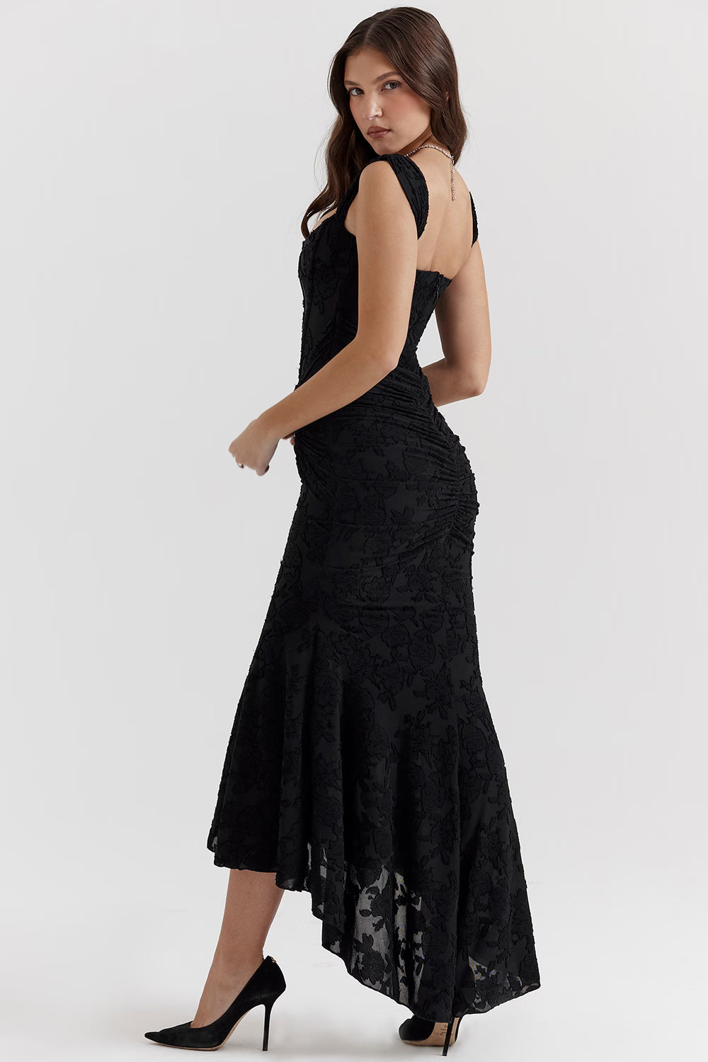 Cesca Black Floral Maxi Dress