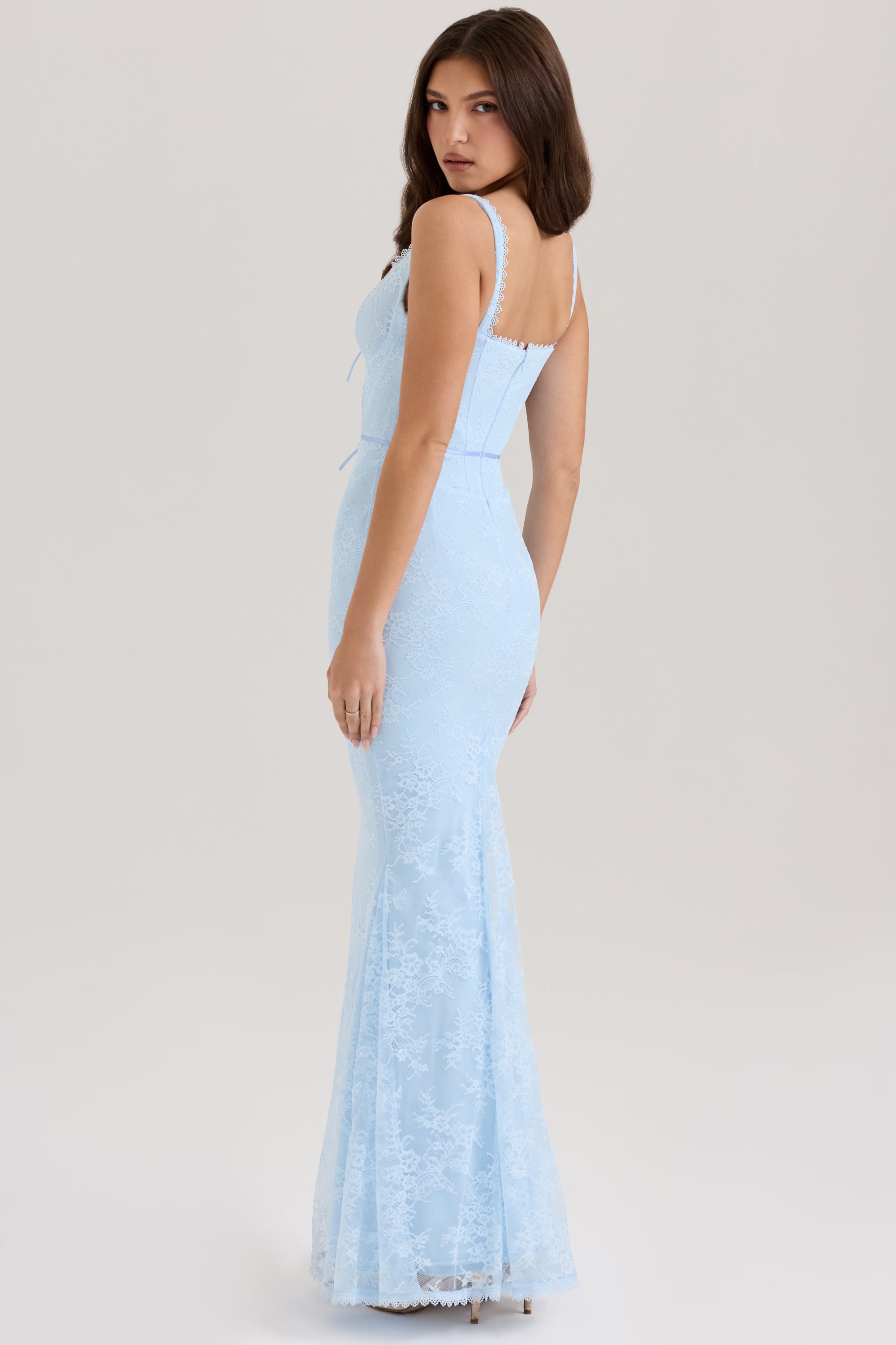 Sarai Blue lace ruffled skirt