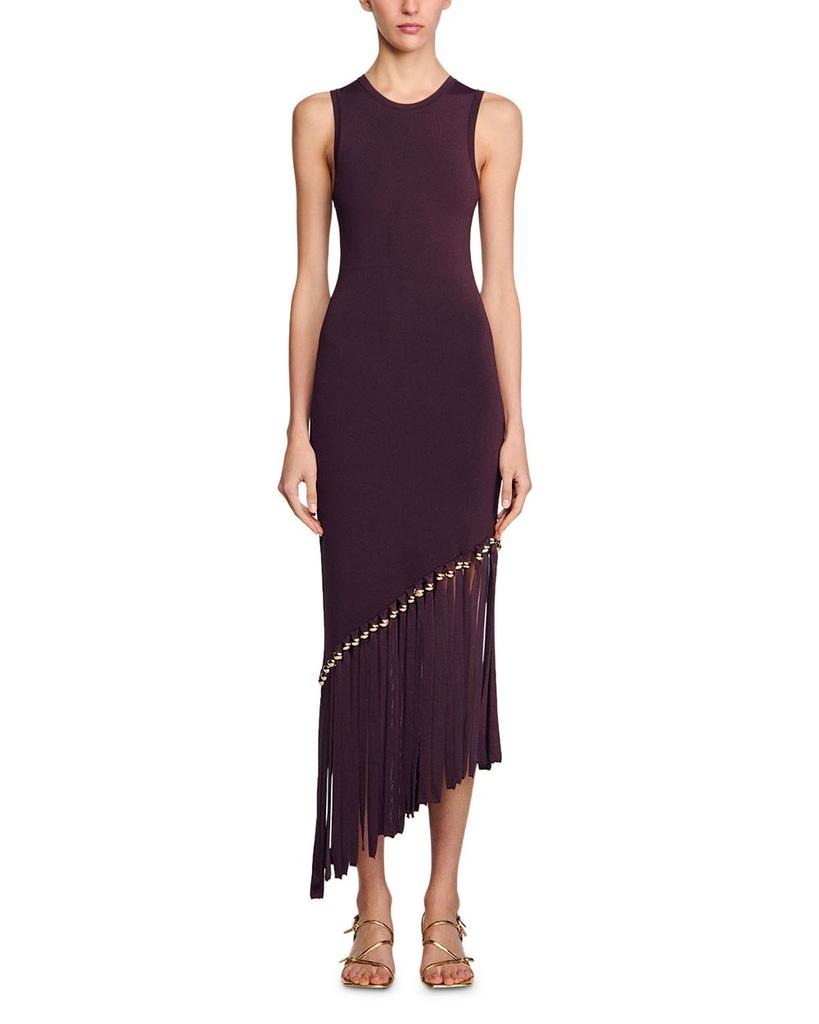 Asymmetric Fringe Hem Dress