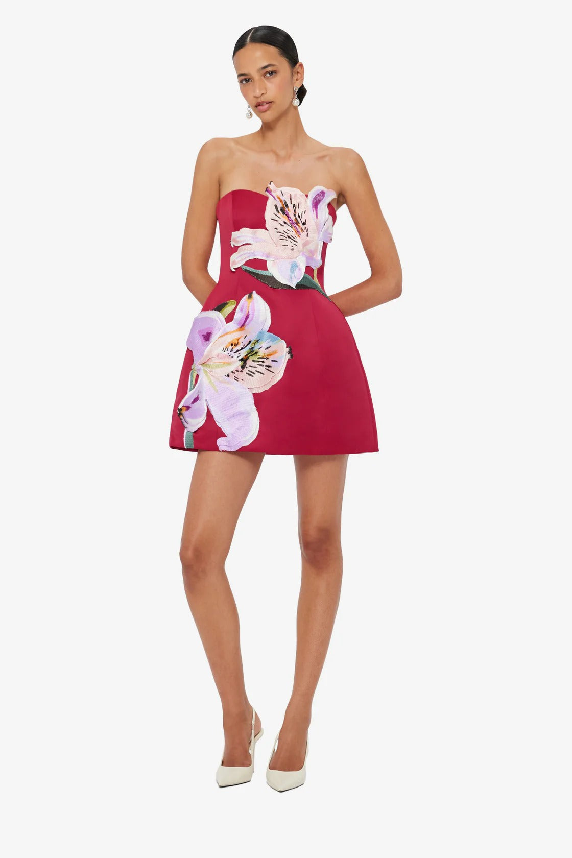 Rosario Appliqué Floral Bustier Mini Dress