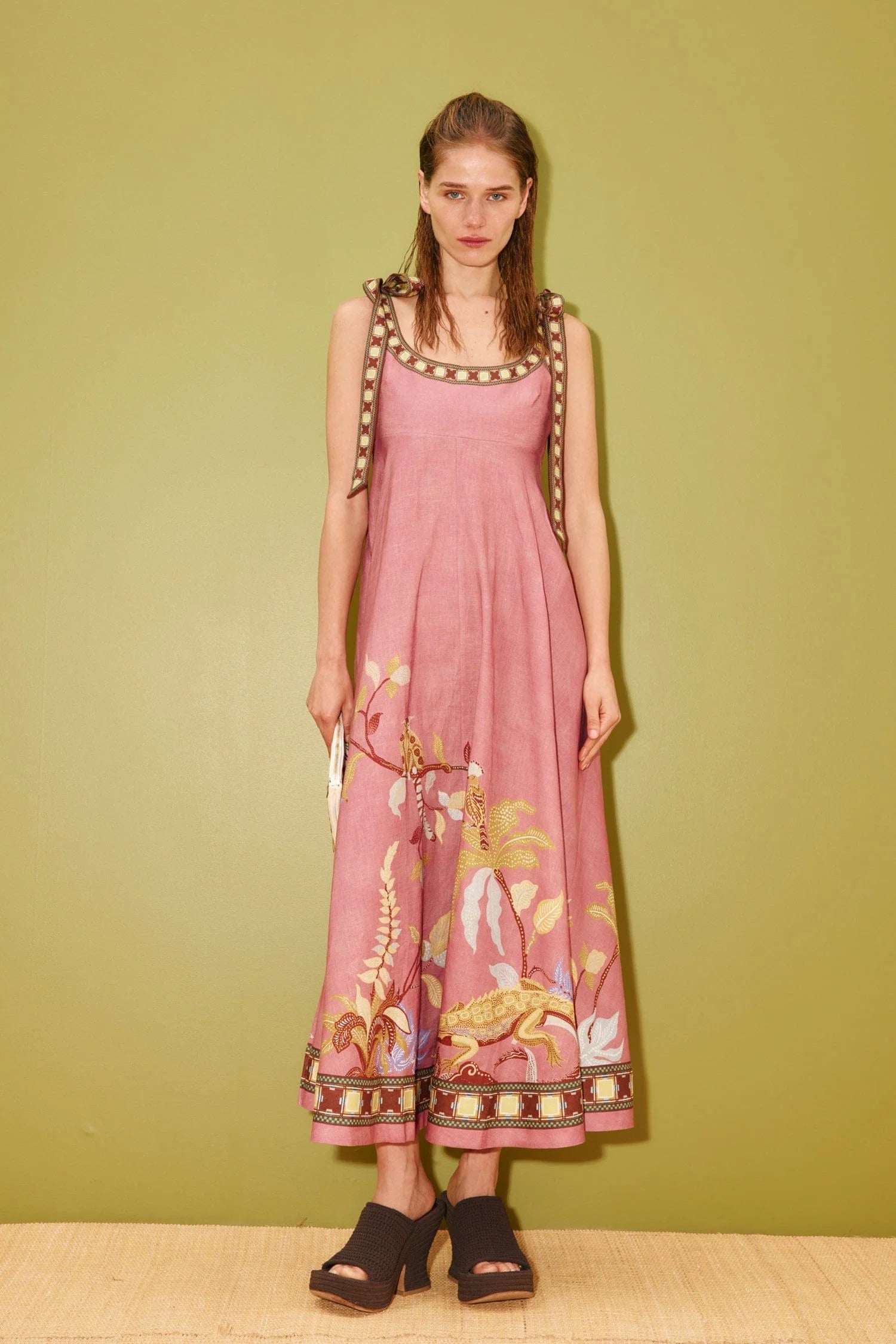Zuri Ballet printed linen maxi dress