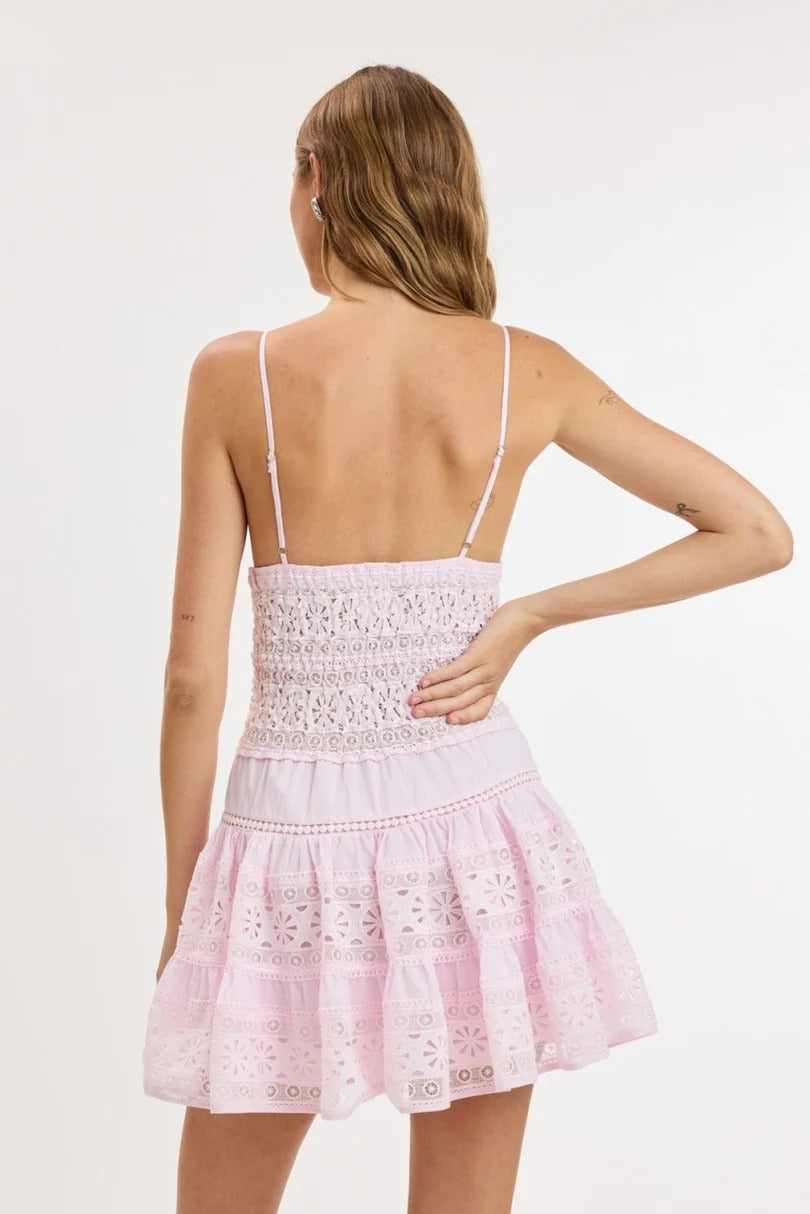 Lysette Light Pink Lace Mini Dress