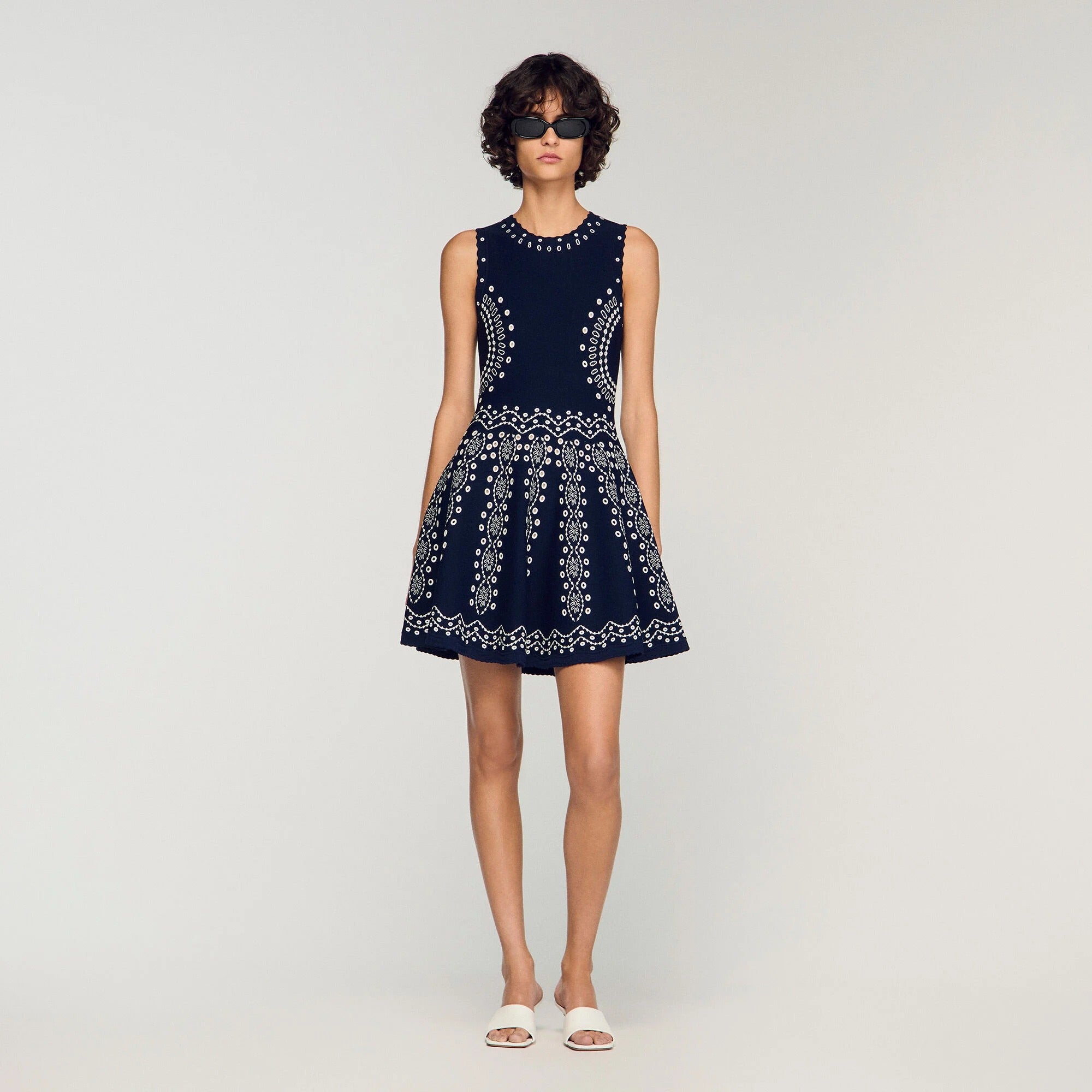 Scarf-Print Knit Mini Dress