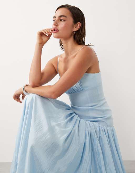 Mango Ruched Strappy Maxi Dress