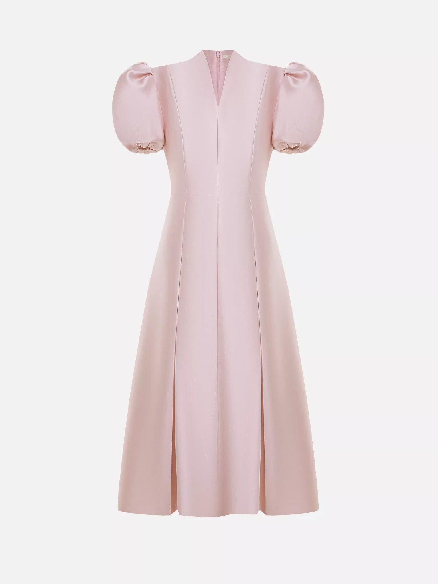 Midi dress with puff sleeves and puffy skirt