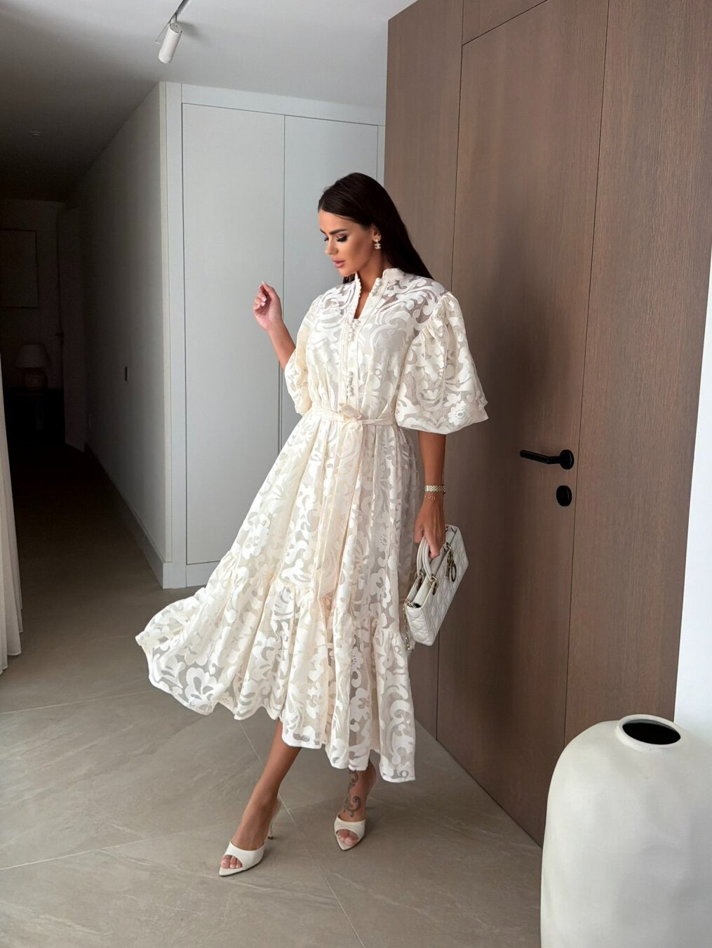 Dress Royal Veil Maxi Ecru