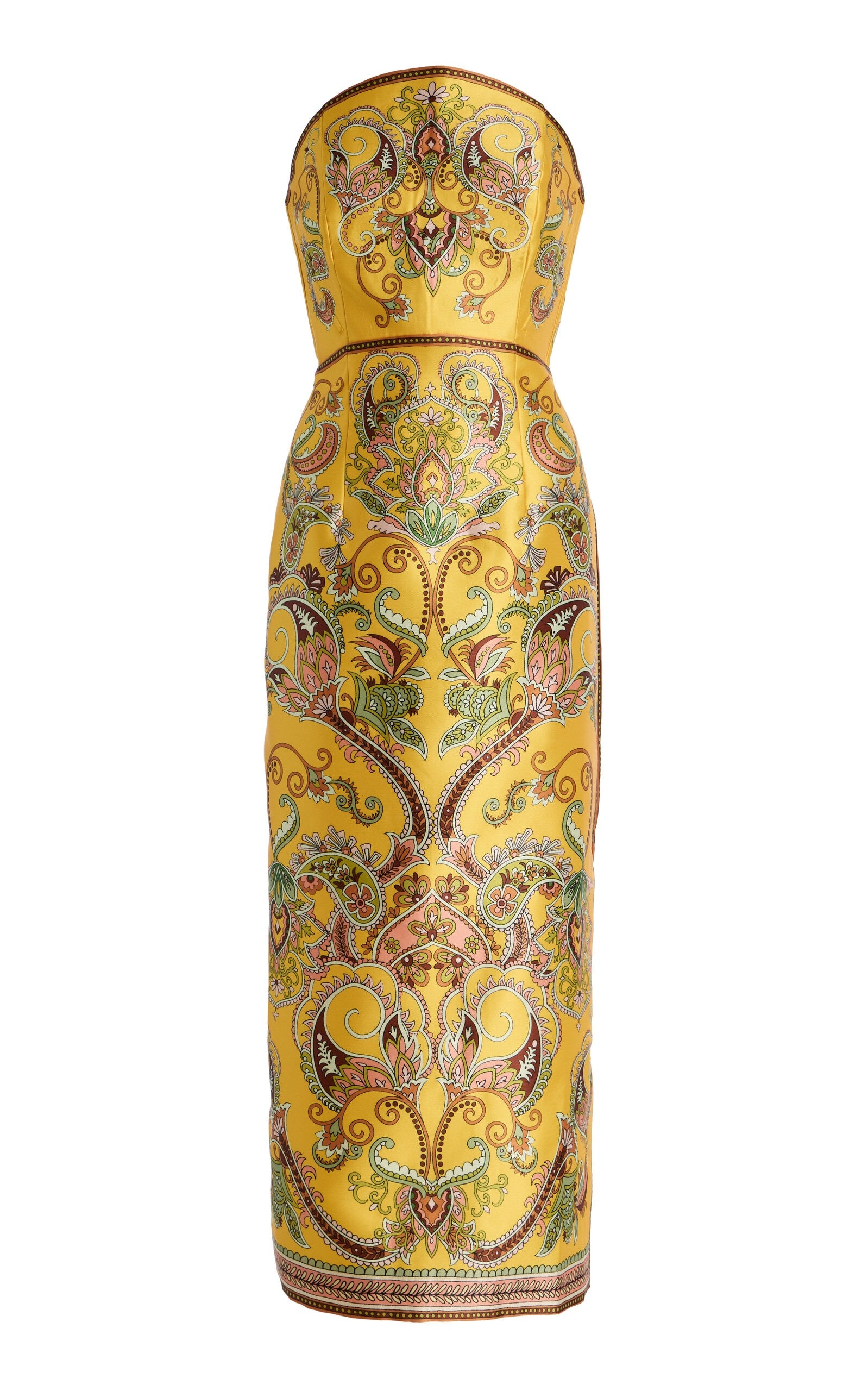 Marion Strapless Printed Twill Midi Dress