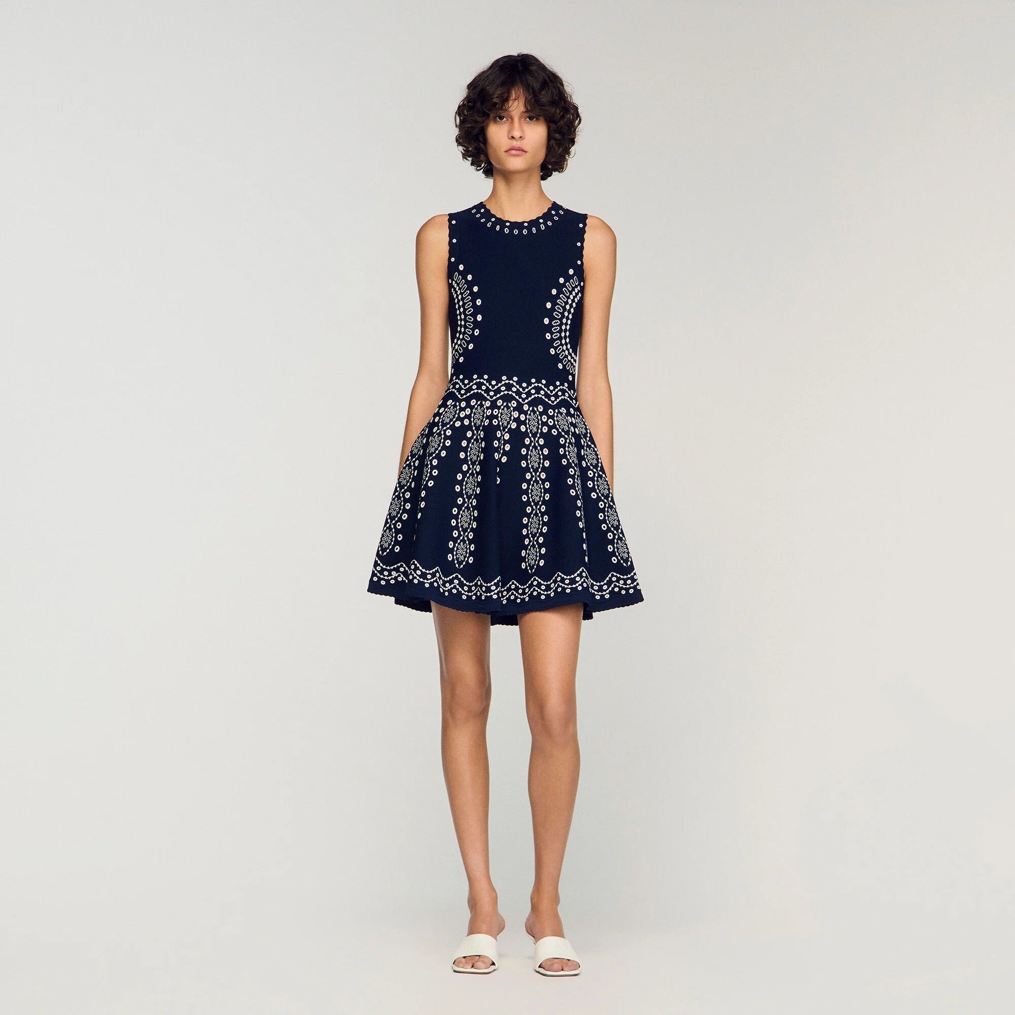 Scarf-Print Knit Mini Dress