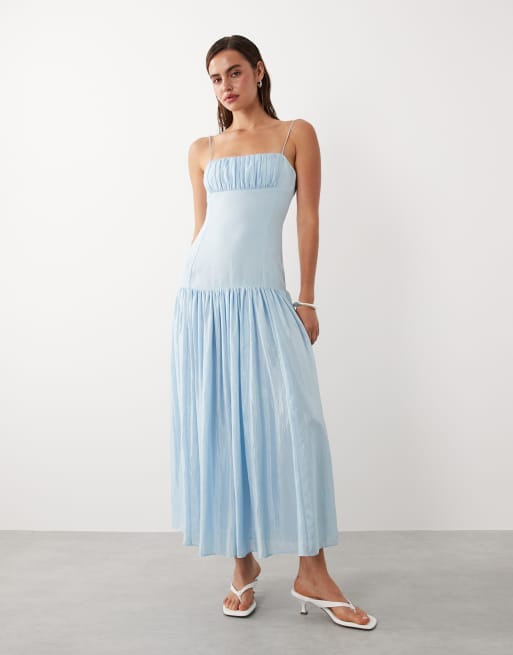 Mango Ruched Strappy Maxi Dress