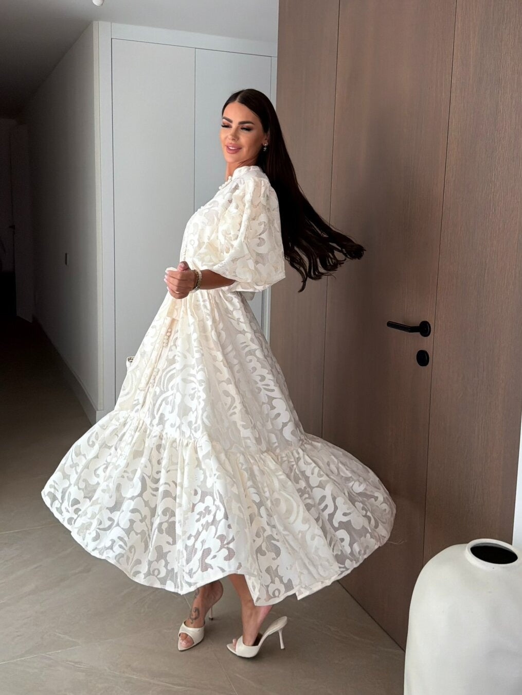 Dress Royal Veil Maxi Ecru