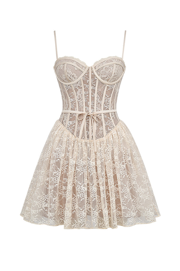 Louisa vintage cream lace mini dress