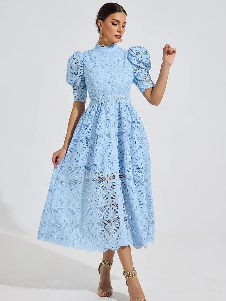 Jocelyn Sky Lace Midi Dress