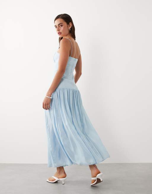 Mango Ruched Strappy Maxi Dress