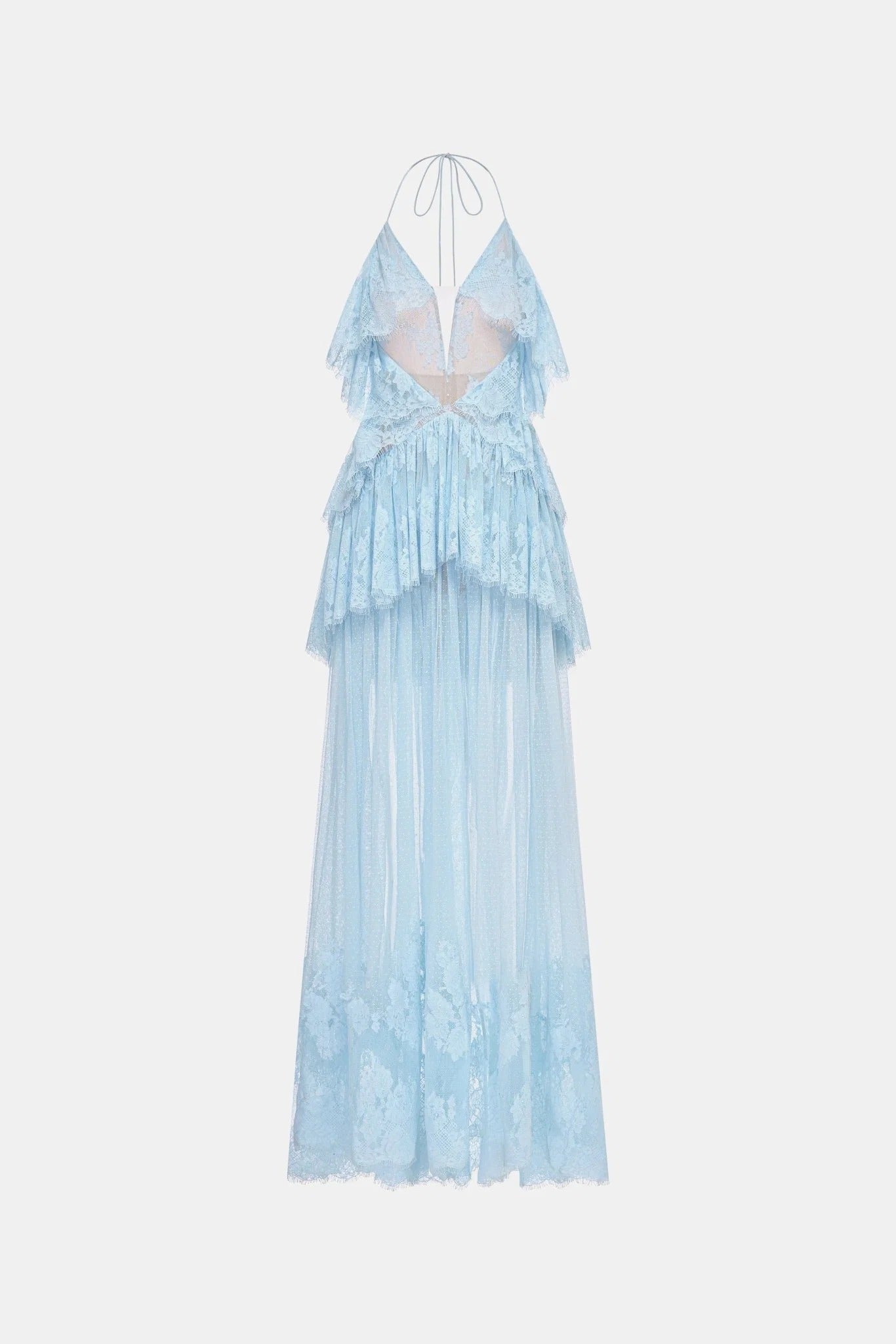 Blue Tiered Mesh Dress