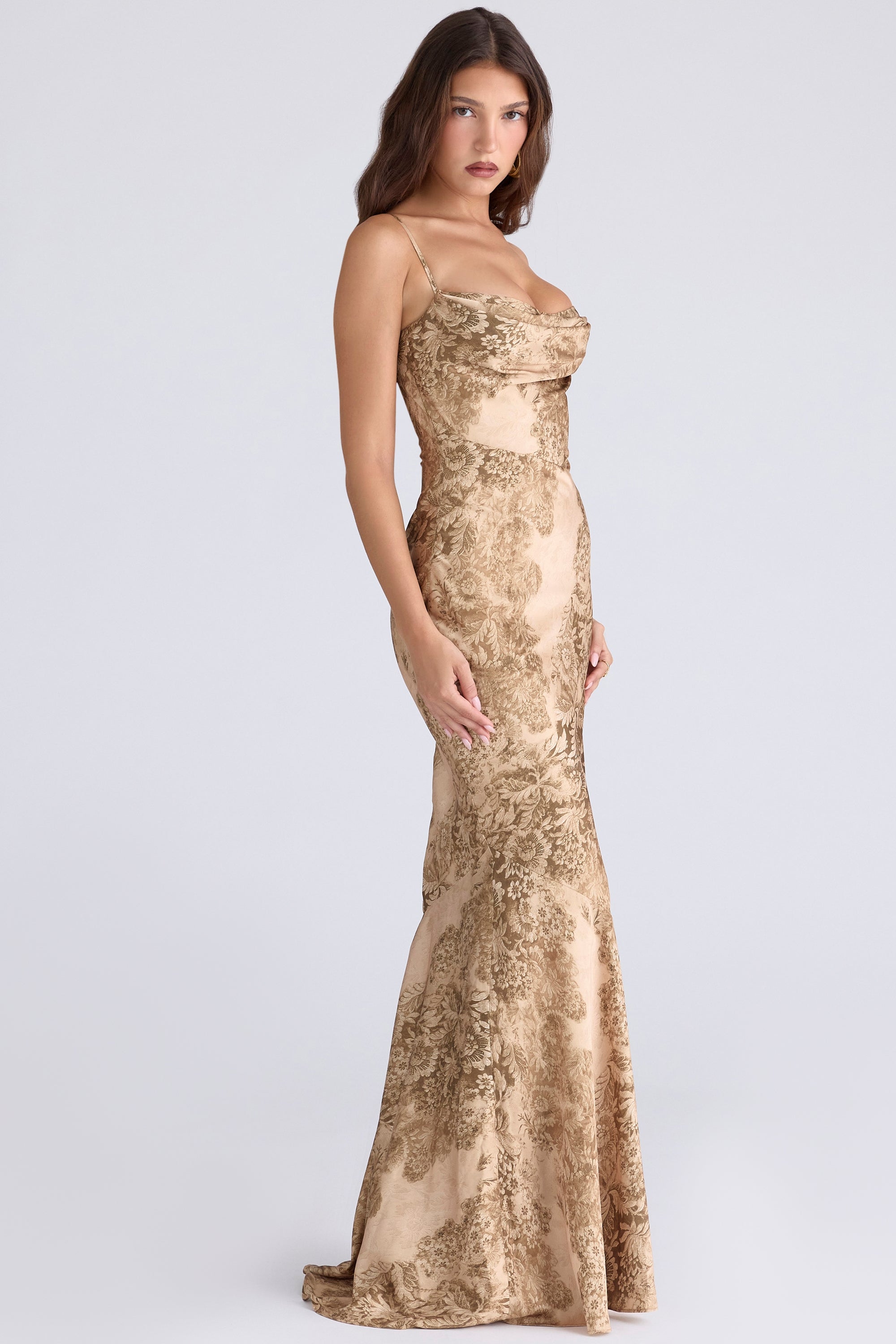 Nalani gold patterned satin maxi dress - limited edition