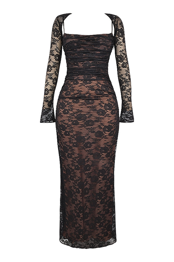 Artemis Black Lace Maxi Dress