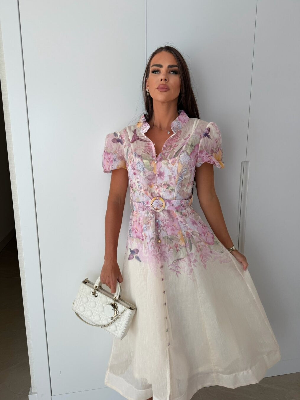 Dress Bloomis Ecru-Purple
