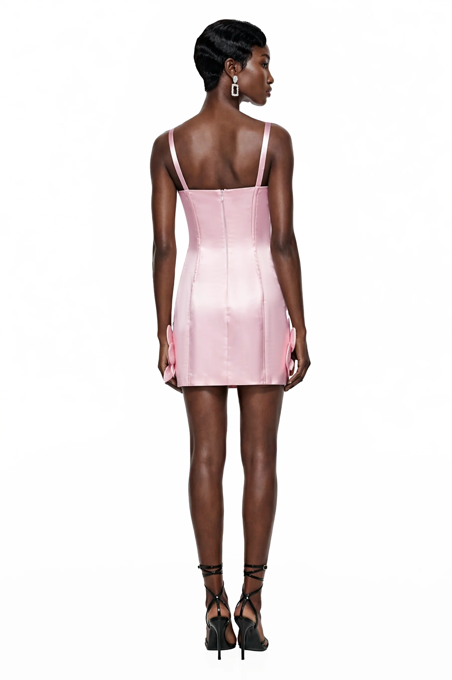 Tália Pink Embellished Mini Dress with 3D Petals